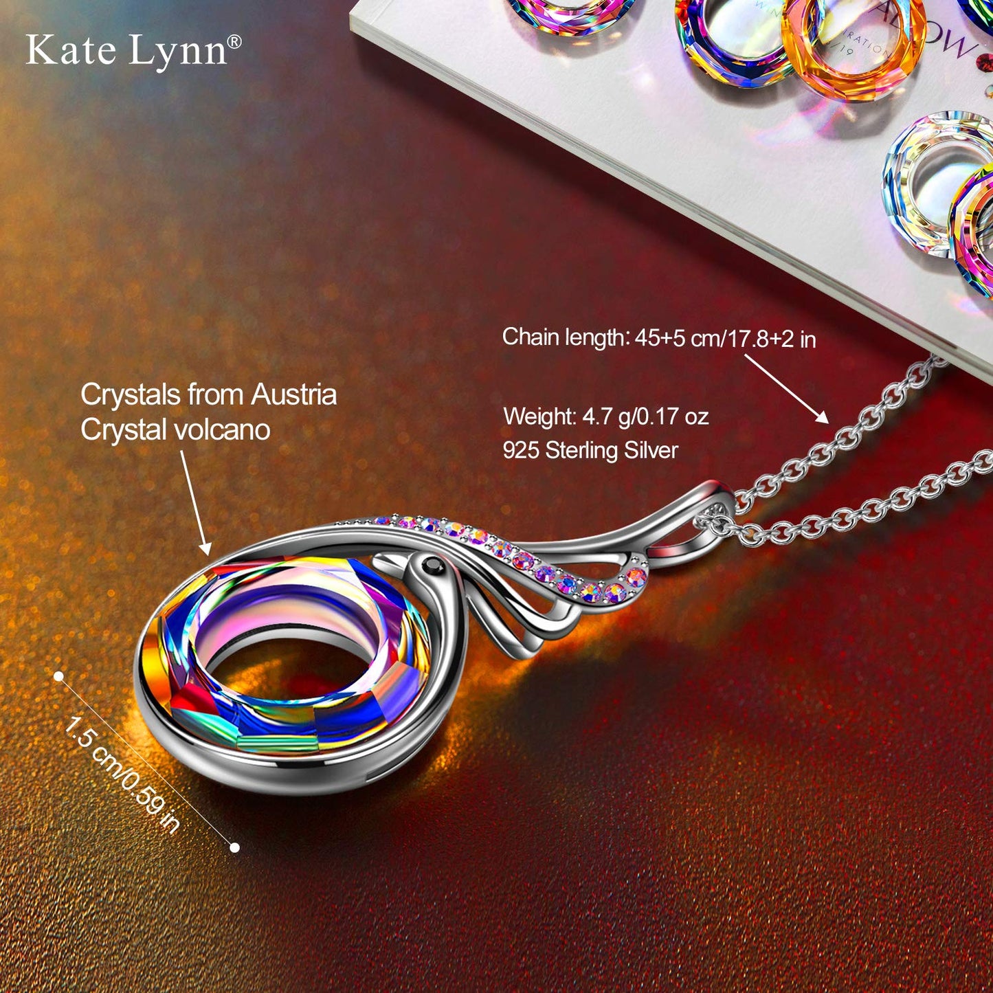 Kate Lynn Phoenix Necklaces for Women 925 Sterling Silver Necklace Crystal Jewelry for Wife Birthday Gifts for Women Christmas Mothers Day Gifts for Mom Wife Daughter Unique Jewelry for Girlfriend Best Friend Lady