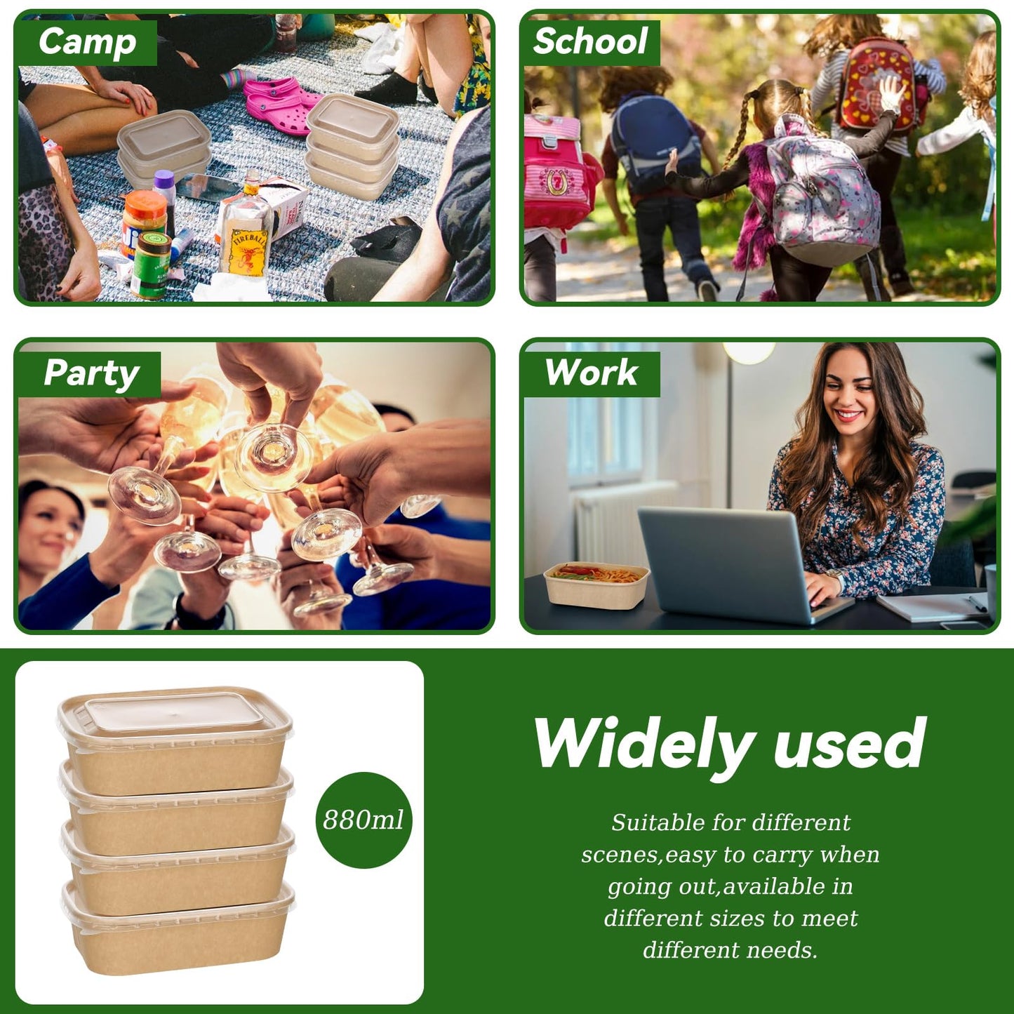 50-Pack 29oz Disposable Kraft Paper Bowls【with Lids and Forks】,Meal Prep Containers Disposable Togo Food Deli Containers for Restaurant Supplies Take Out Containers, Microwave Safe for Hot/Cold Food