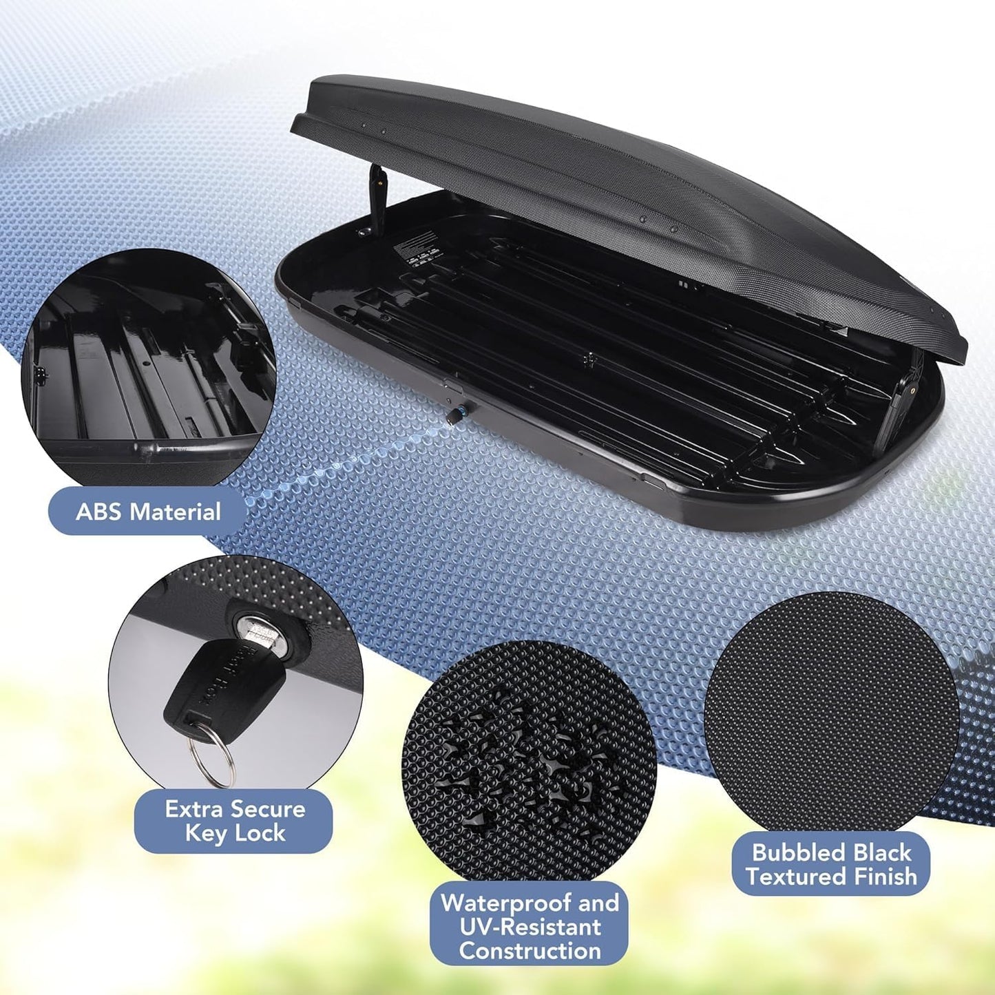Rooftop Cargo Box Carrier Dual-Side Opening,12 Cubic Hard Shell Rooftop Cargo Carrier for Car Storage,165Lbs Weight Capacity with Secure Straps&Keys