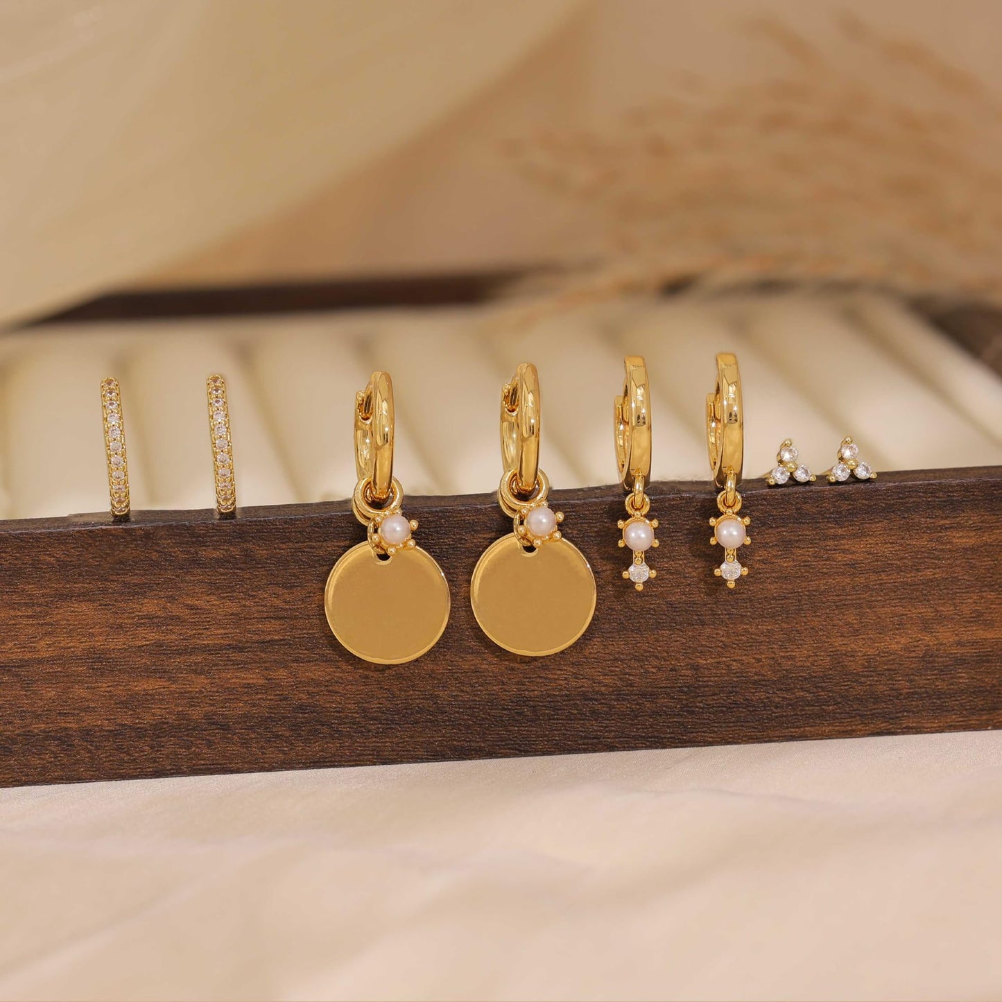 SELFROSE Gold Earrings for Women, Dainty Earring Stacks 14K Gold Plated Huggie Earrings for Women Trendy Hypoallergenicc Unique Dangle Drop Earrings Set Cute Small Huggie Hoop Earrings Womens Jewelry