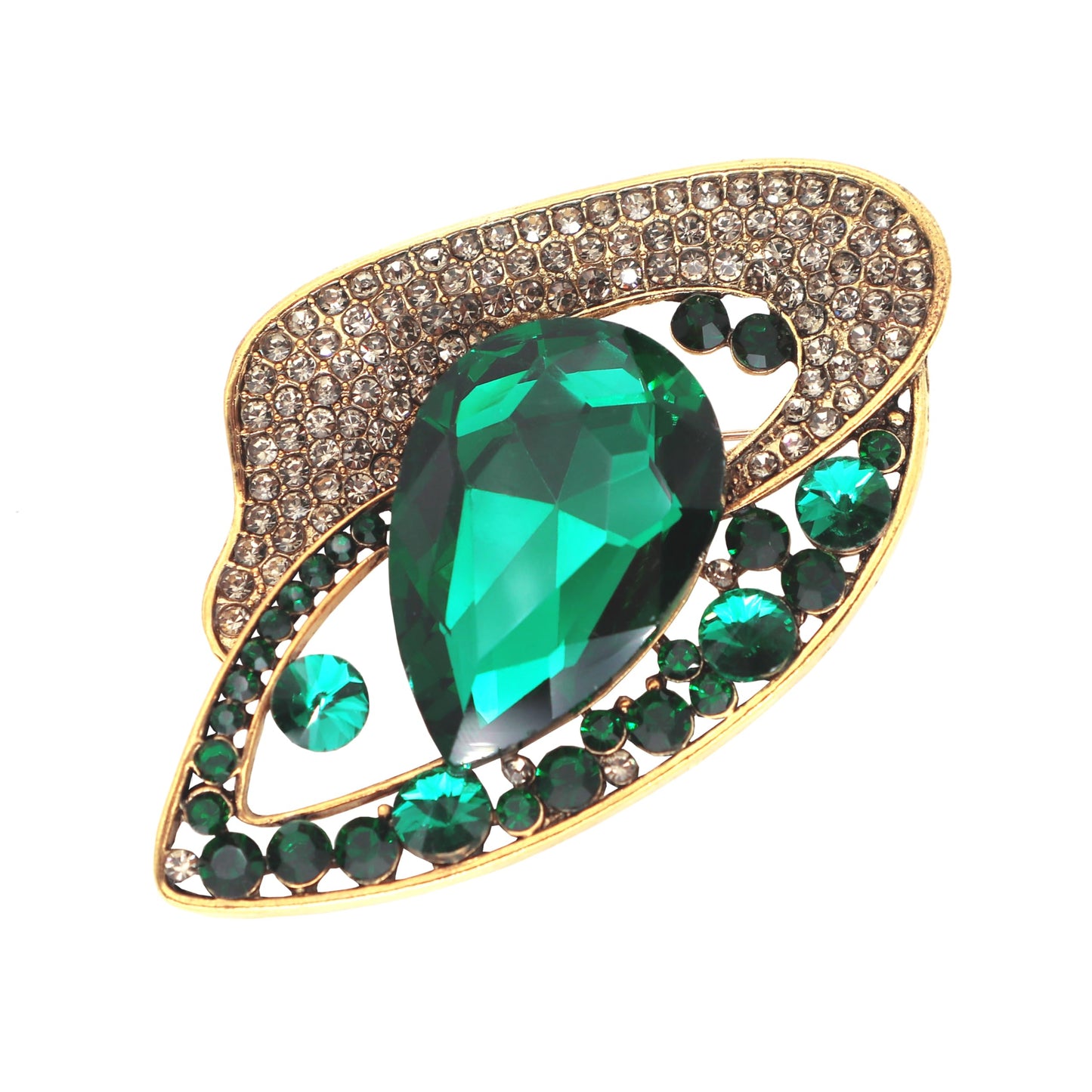 AUGTIGER Dark Green Brooch Pins for Women Fashion Flower Statement Jewelry