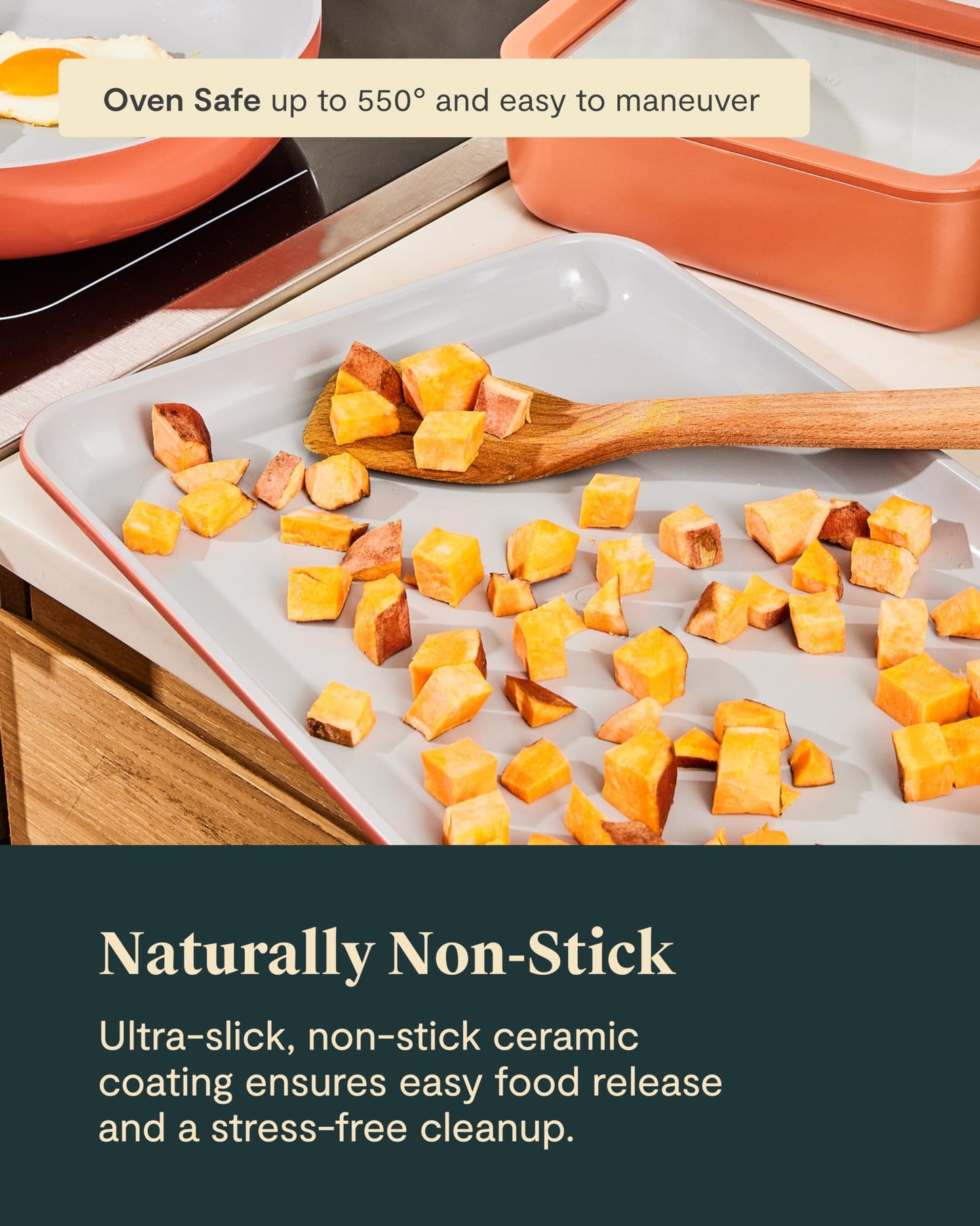 Caraway Non-Stick Ceramic Medium Baking Sheet - Naturally Slick Ceramic Coating - Non-Toxic, PTFE & PFOA Free - Perfect for Baking, Roasting, and More - Medium (15" x 10") - White