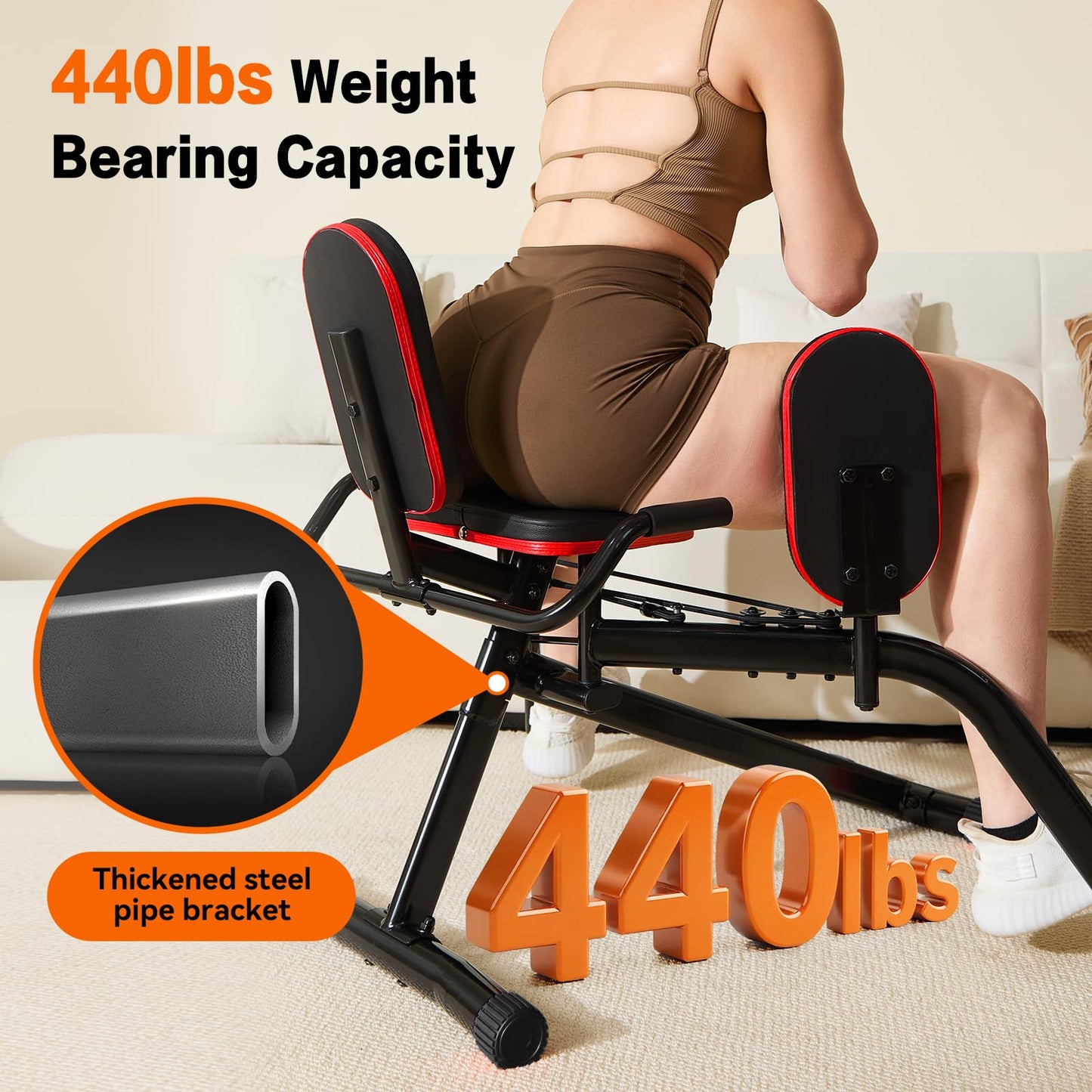 ERGOLIFE Hip Abductor Machine for Home Gym, Adjustable 6 Levels Resistance Inner Thigh Exercise Equipment, Glute Training Machine for Women/Sedentary/Postpartum Recovery