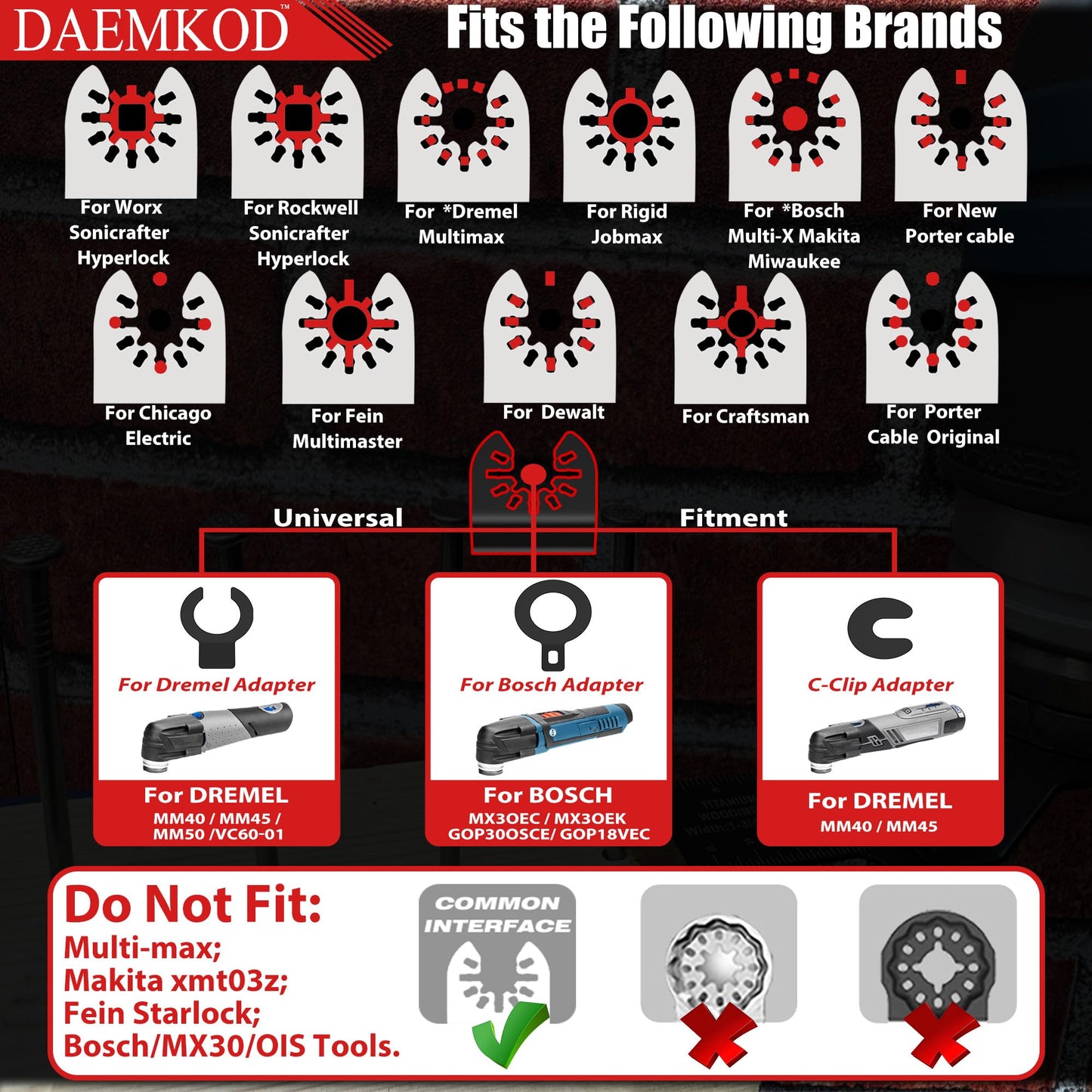 DAEMKOD 30 Pack Titanium Oscillating Tool Blades Metal Cutting, Professional Saw Blades for Soft Metal Nails Hard Material and Wood Plastic, Multi Tool Blades Kits Fit Dewalt Bosch Ryobi Milwaukee