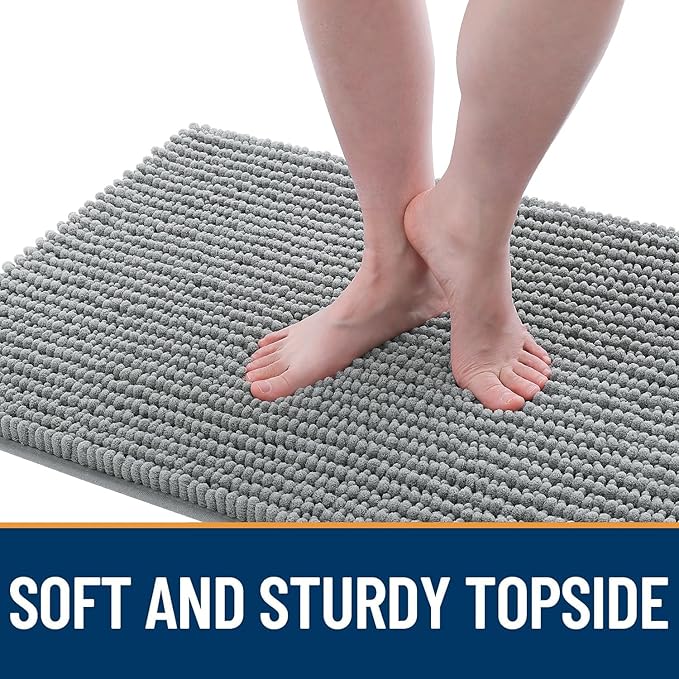 OLANLY Dog Door Mat for Muddy Paws 36x24, Ultra Absorbent Chenille Mud Doormat, Non-Slip Washable and Dirt Trapping Doormat for Indoor Entryway, Quick-Dry Indoor Pet Bed Mats for Dogs, Grey