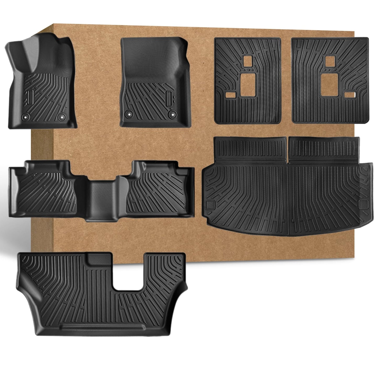 Floor Mats for Dodge Durango 7 Seats 2016-2024 2025 2026, TPE Waterproof Non-Slip All Weather Protection Custom (Floor Mats & Cargo Liner)