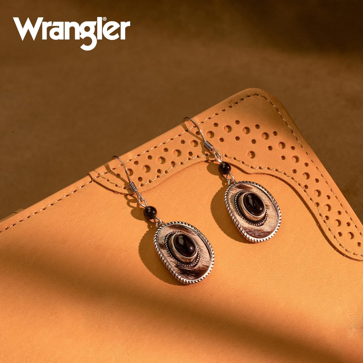 Wrangler Western TearDrop Dangle Earrings for Women Country Statement Genuine Horsehair Turquoise Vintage Cowgirl Cowboy Jewelry (Silver-Black A)