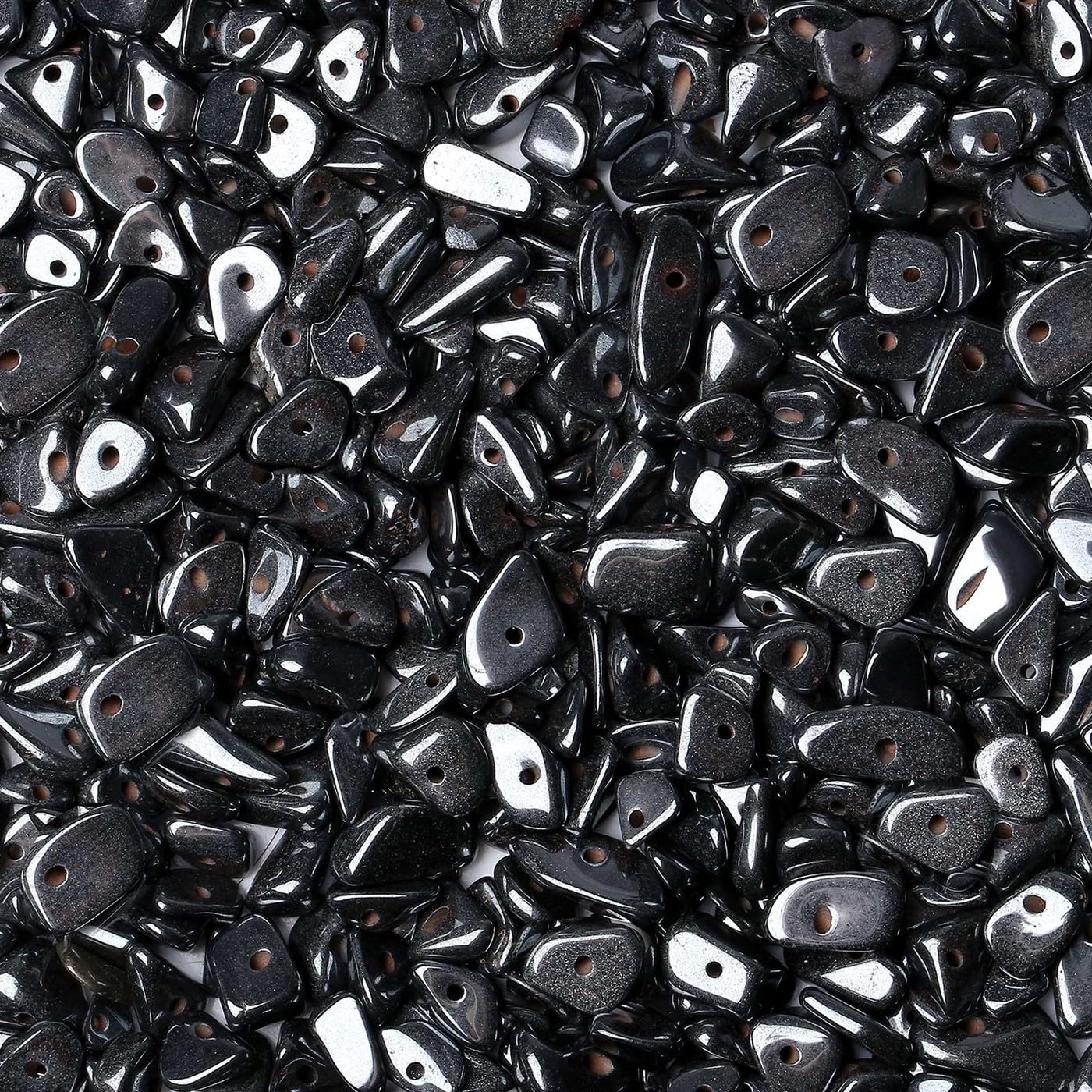 LAIDANLA Black Hematite 400pcs Natural Chip Stone Beads 5-8mm Healing Crystal Irregular Gemstones Drilled DIY Loose Rocks Bead Crystal for Bracelet Earrings Necklace Jewelry Making Crafting