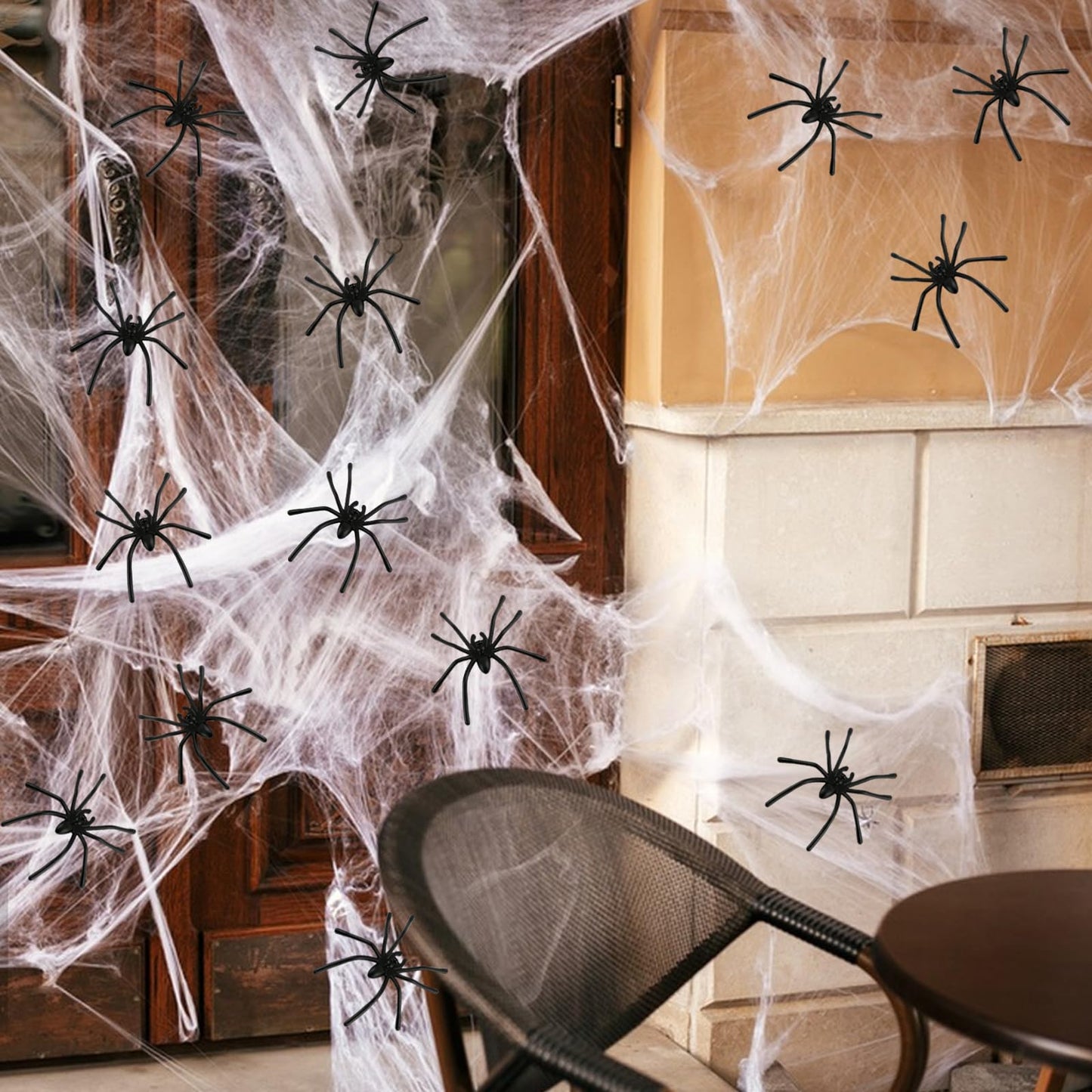 Oxivane Halloween Spider Webs Decorations 1000 sqft with 30 Fake Spiders, Super Stretchy Cobwebs for Halloween Decor Indoor and Outdoor Party Supplies