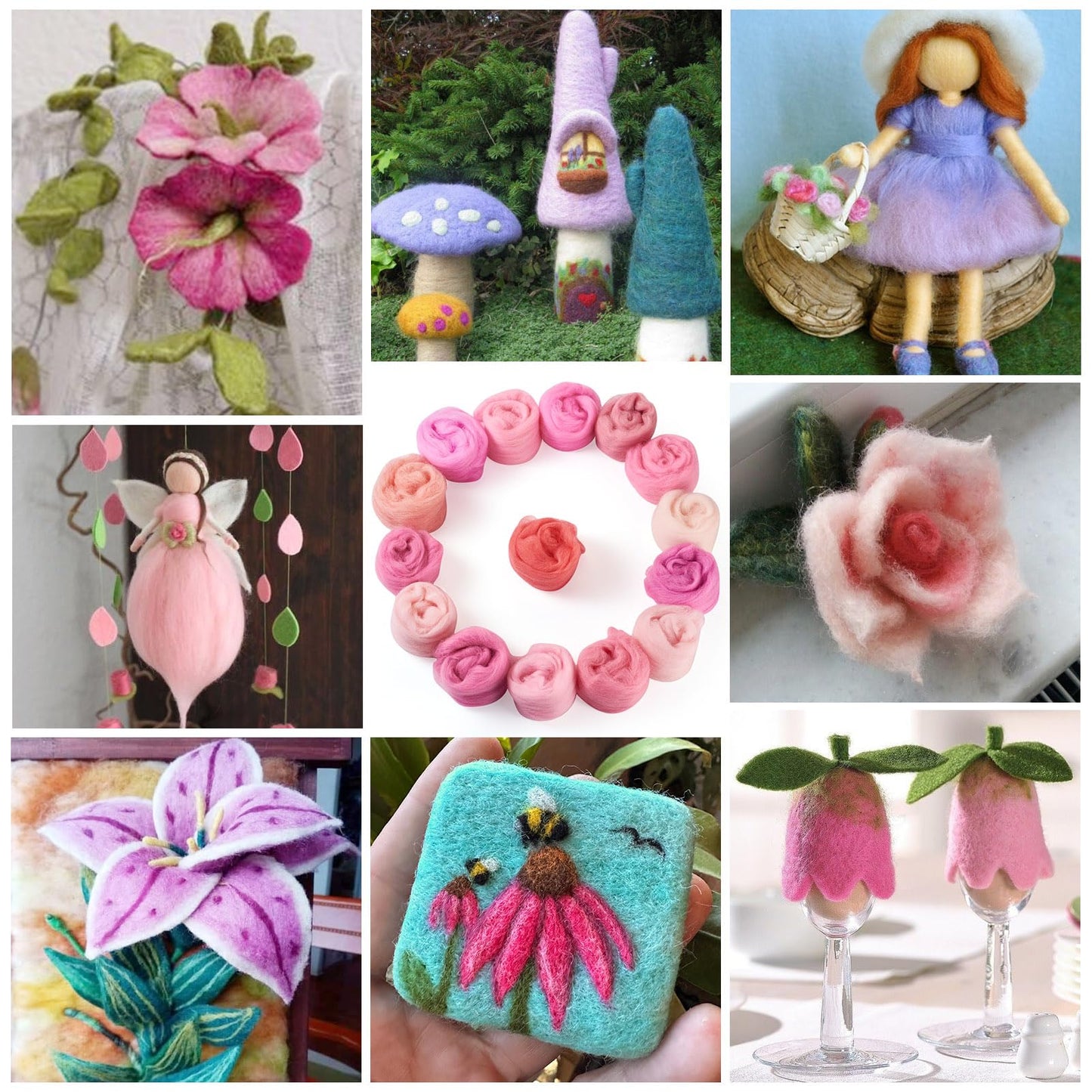 Sparkeads Wool Roving Yarn for Needle Felting Pink Soft Fibre Wool Supplies for DIY Hand Spinning Weaving Beginners Adults Handmade Dolls Felted Animal Women 75 G
