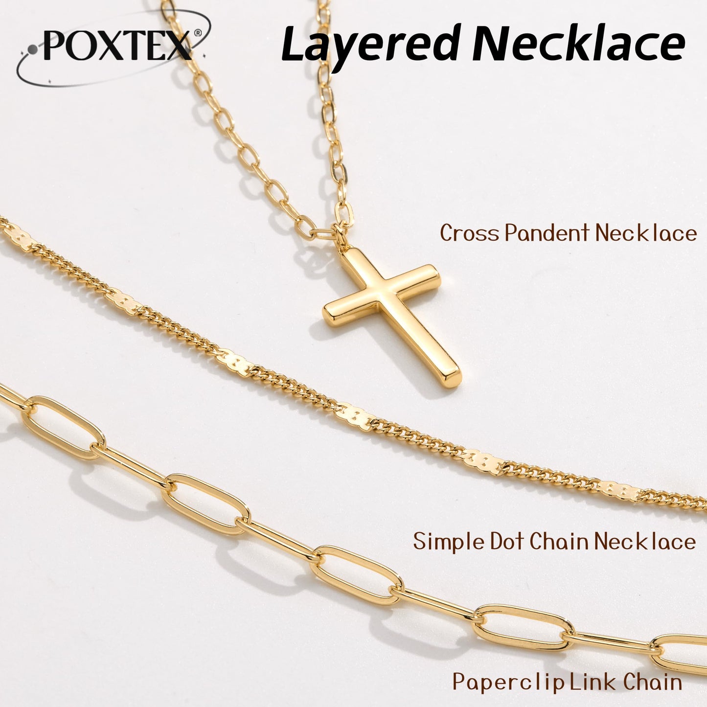 Layered Gold Cross Necklaces for Women,14k Gold Plated Dainty Stackable Choker Paperclip Necklaces for Women,Trendy Layering Thin Cross Pendant Chain Necklace Set Jewelry Gifts for Women