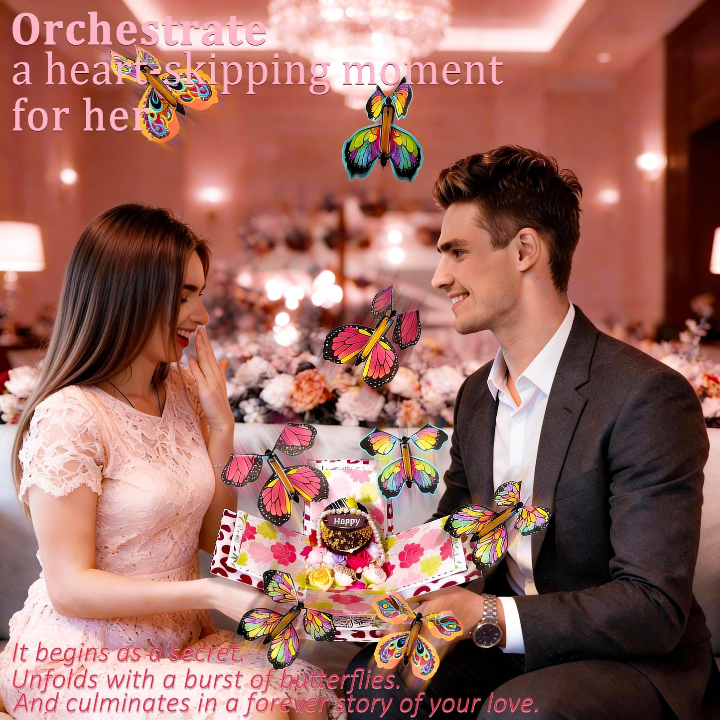 Flying Butterfly Birthday Surprise Explosion Gift Box Pop Up Present for Women & Men - The Perfect Way to Celebrate Your Wife Girlfriend Best Friend or Mom on Valentine‘s Day Anniversaries & Mother’s Day