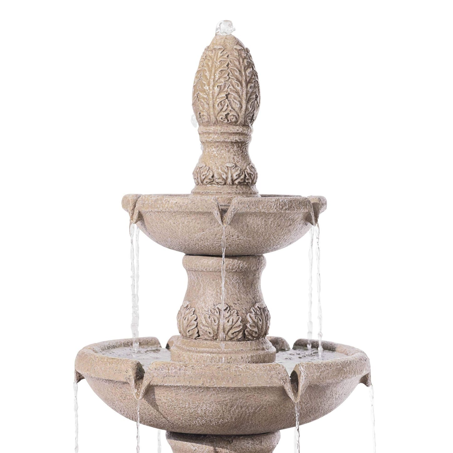 Domanico 57" High Large Italian Indoor Outdoor Decor Sand Stone Floor Fountain Waterfall 3-Tier Standing Basin Cascading Water Feature for Outside Garden Patio Yard Backyard Porch - John Timberland