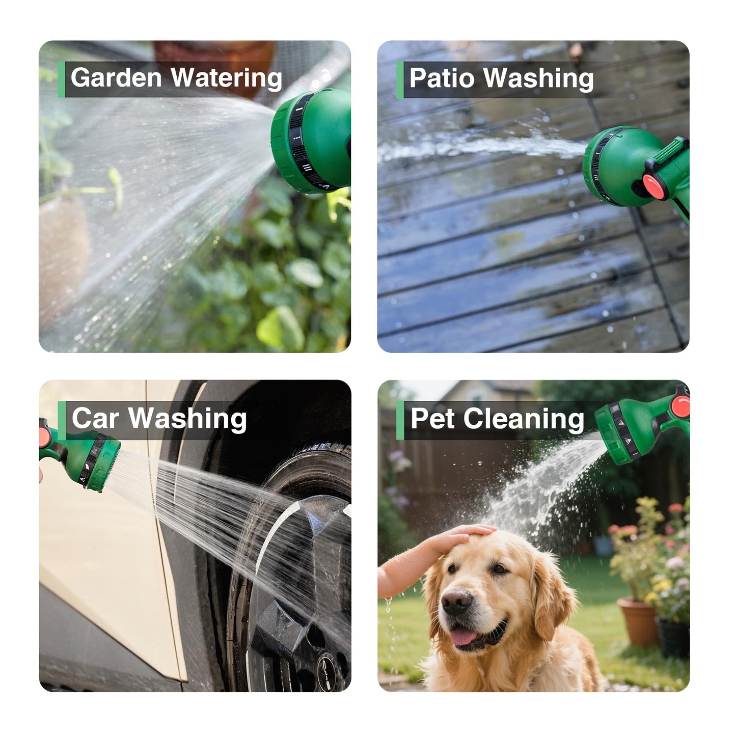 OasisTrim 1/2" x 50FT Retractable Garden Hose Reel，With 10 Patterns Spray Nozzle，Portable Heavy Duty Garden Hose Holder for Garden Watering，Car & Patio Washing，Pet Cleaning（Green）