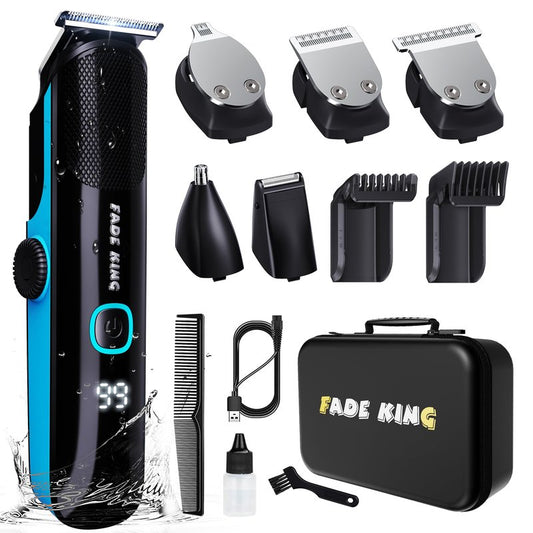 FADEKING Beard Trimmer for Men, Professional Hair Trimmer, Waterproof Electric Beard Trimmer Razor for Nose, Body, Face & Mustache, Cordless Hair Clippers, Grooming Gifts for Men (Blue)