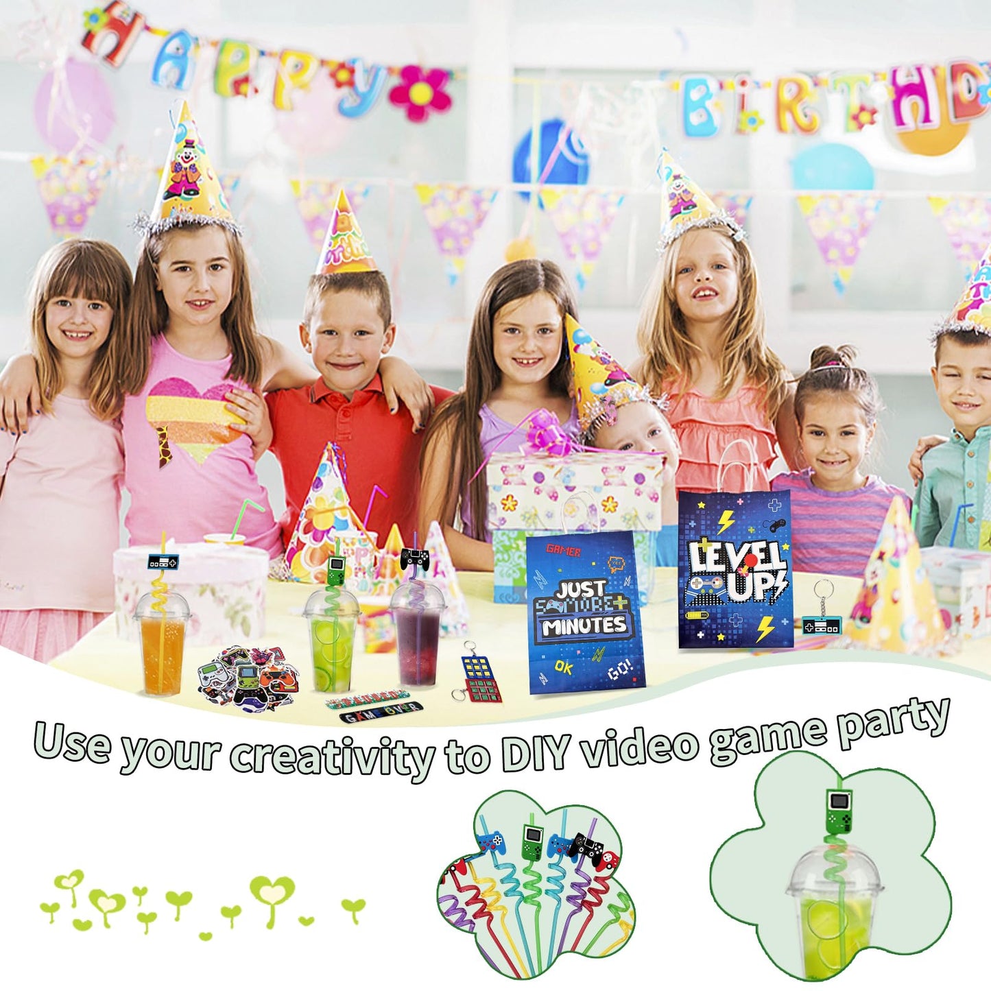 135 Pcs Video Gamer Party Favors,Boys Game Party Supplies,Gamer Birthday Party Favors,Gaming Party Decoration,Boys Gaming Birthday Favors, For Kids Bags On Stuffer Gifts