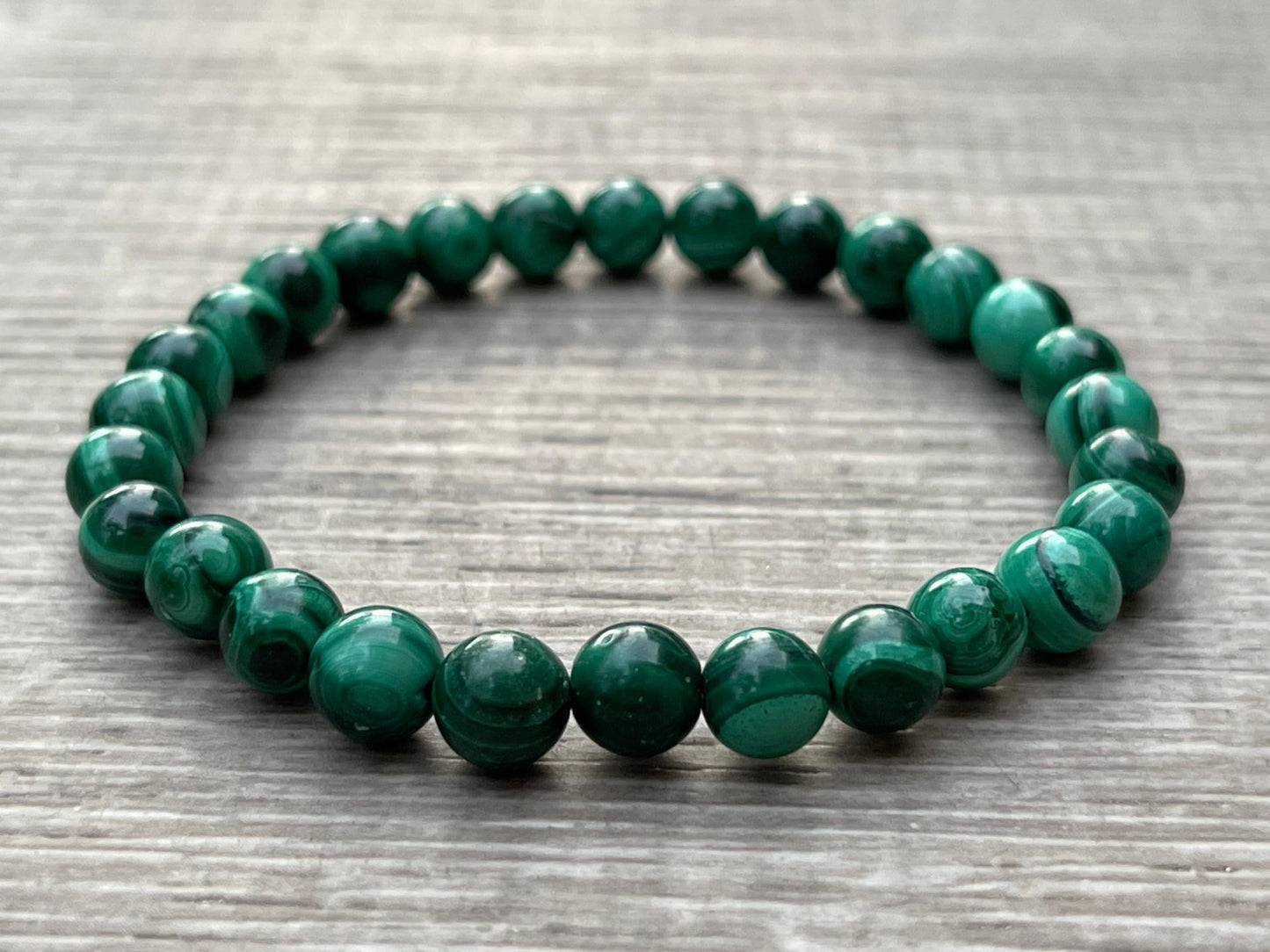 GAF TREASURES Malachite Crystal Bead Bracelet 7-8mm, Genuine Malachite Stretch Gemstone Bracelet, Healing Crystal Bracelet, Gift for Men & Women (1)