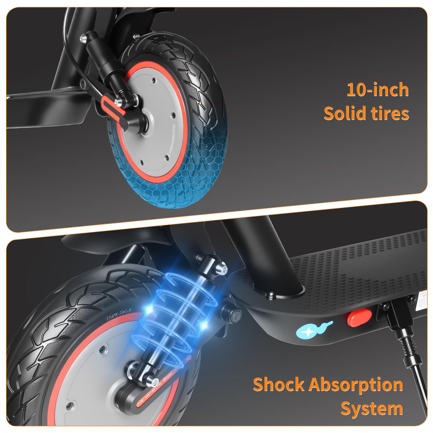 YOQO Electric Scooter Adults 25 Miles Long Range 10" Solid Tires E-Scooter with APP Control 500W Motor Dual Braking System Cruise Control Portable Folding Design for Adults Teens Commuting