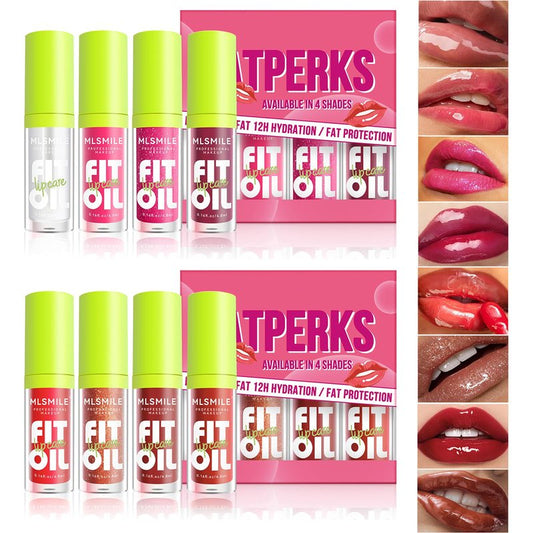 8 Colors Lip Oil Lip Glaze, Soft Brush Head Hydrating Lip Glow Oil,Shiny Transparent Lip Gloss Plumping,Long Lasting Nourishing Non-sticky Fresh Clear Smooth Lip Care (Set A＋B)
