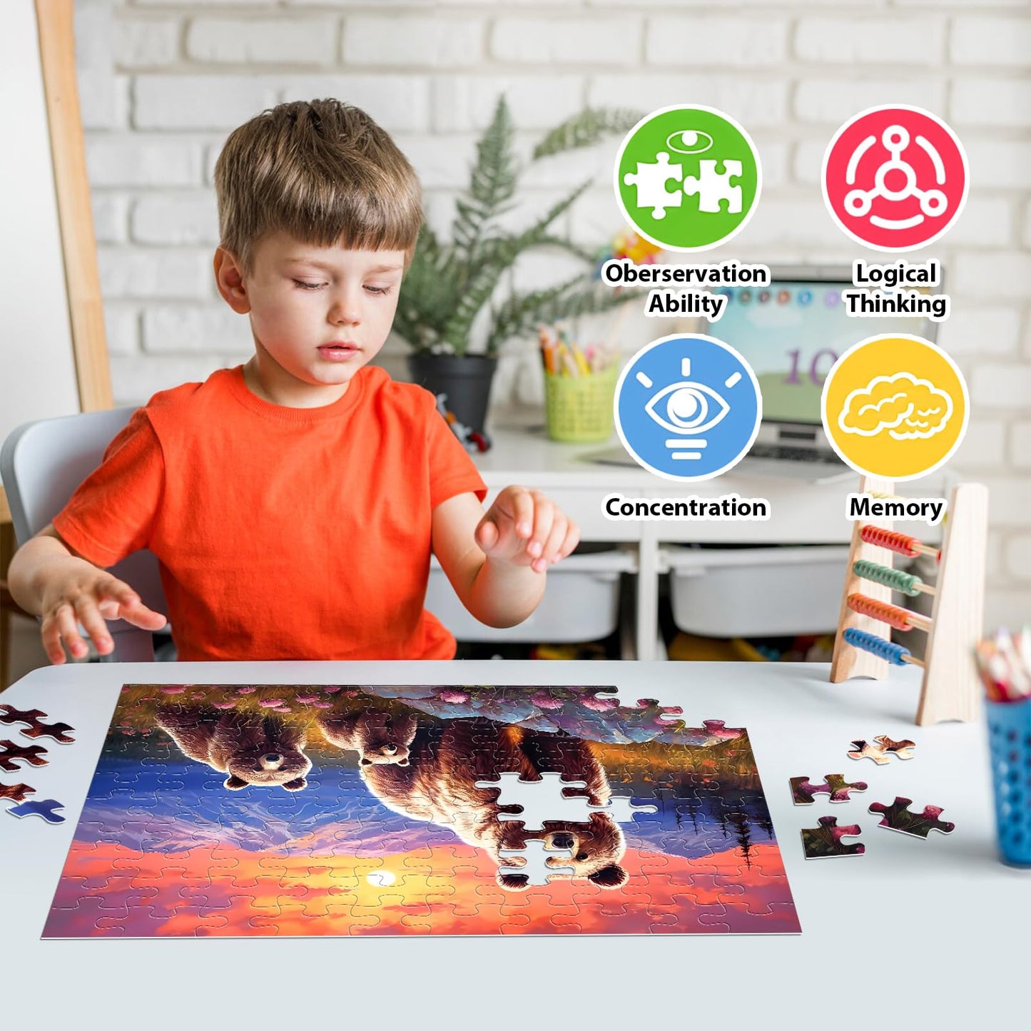 Jeacirio 4 Packs 100 Piece Puzzles for Kids Ages 4-6 - Lovely Animals Large Piece Jigsaw Puzzles for Seniors Educational Toys Gifts Kids Puzzle for 4 5 6 7 8 9 Year Olds Boys Girls