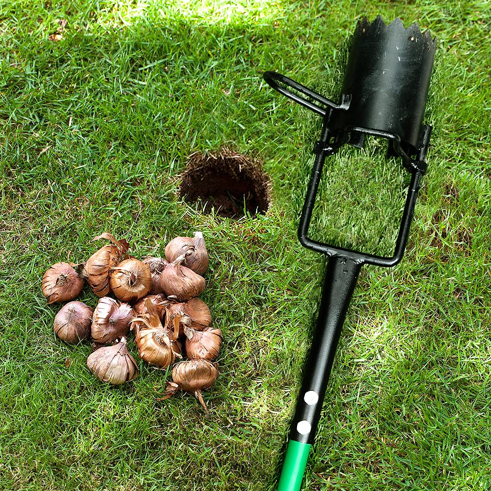 Altdorff Bulb Planter Tool, Sod Plugger with Long Handle Serrated Base, 5-in-1 Lawn Plug Garden Tool for Transplanting, Digging, Grass Plug, Soil Sampler, Planting for Tulips, Iris, Daffodils