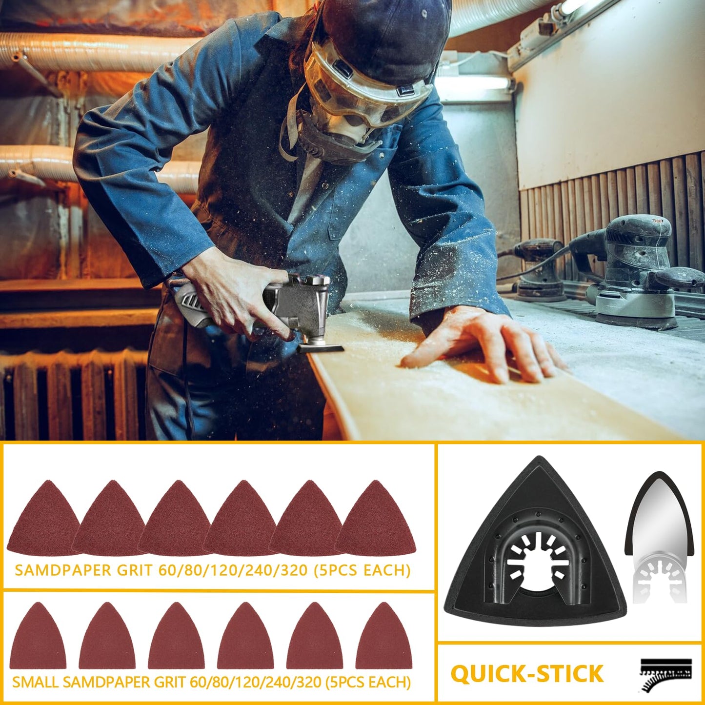 CaRoller 96Pack Oscillating Tool Blades, Multitool Kit for Wood, Metal, Plastics Cutting, Quick Release Multi Tool Blades Kits for Dewalt, Rockwell, Ryobi
