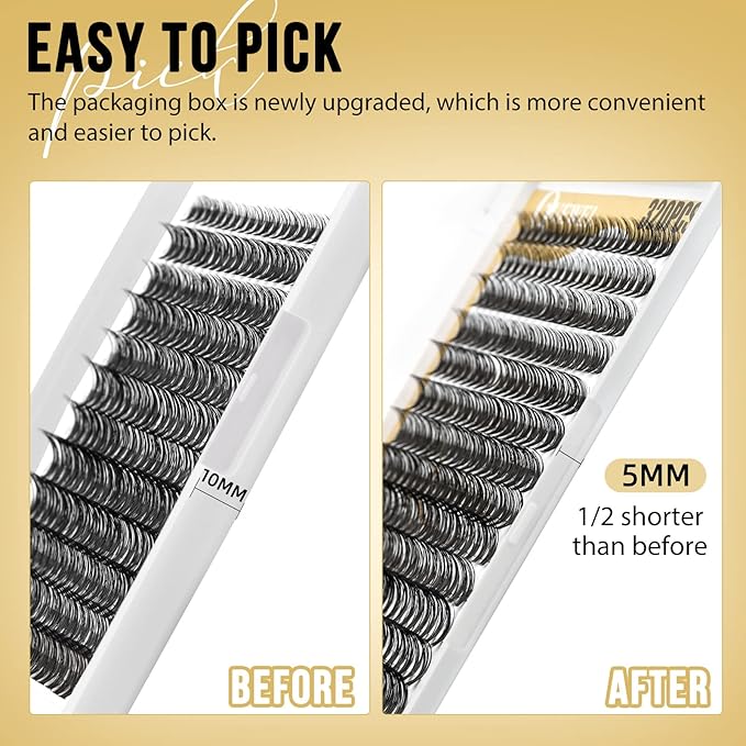 QUEWEL Lash Clusters 320Pcs Cluster Lashes 10D+20D D Curl Lash Cluster Eyelash Extensions Mix12-18mm Individual Eyelashes Clusters Wispy Lash Clusters Thin Band Soft to Use at Home(10D+20D D Mix12-18)