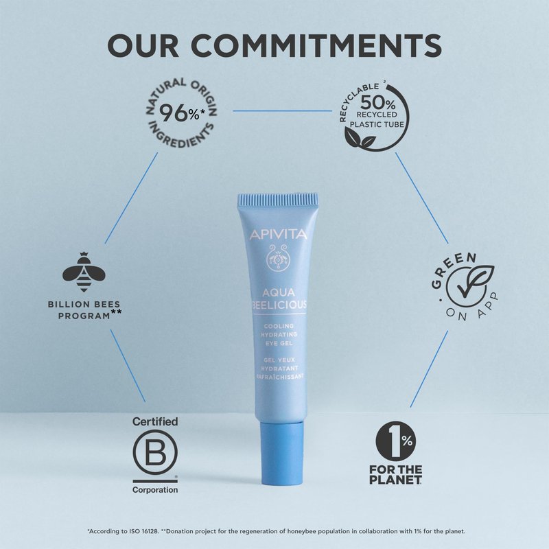 Apivita Aqua Beelicious Eye Gel, Cooling Hydrating Eye Gel with Honey, Jasmine & Flowers