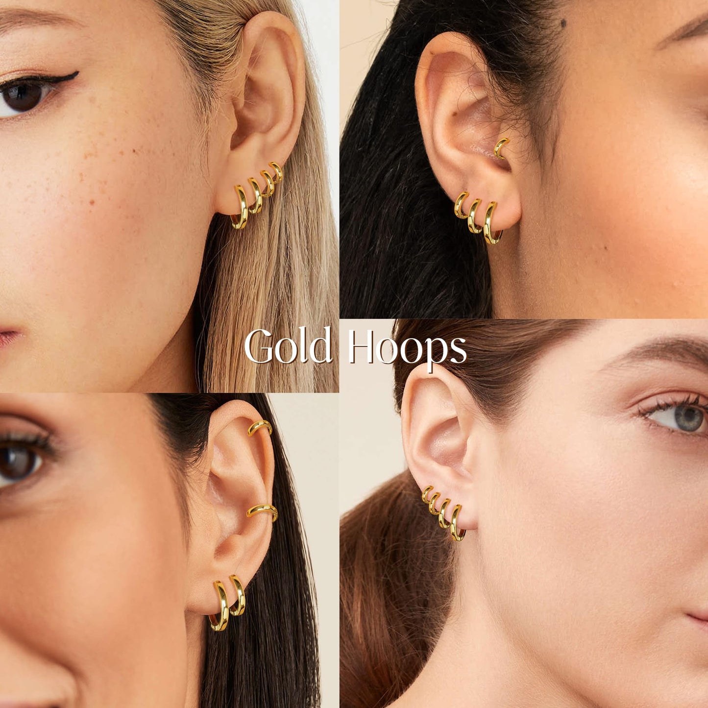Gold Earrings Set for Women Men Trendy Simple Thin Small Cute Huggie Hoop Earring Stacks Hypollagenic Cartilage Earrings for Multiple Piercing Lightweight Mini Dainty Clip On Jewelry Gifts