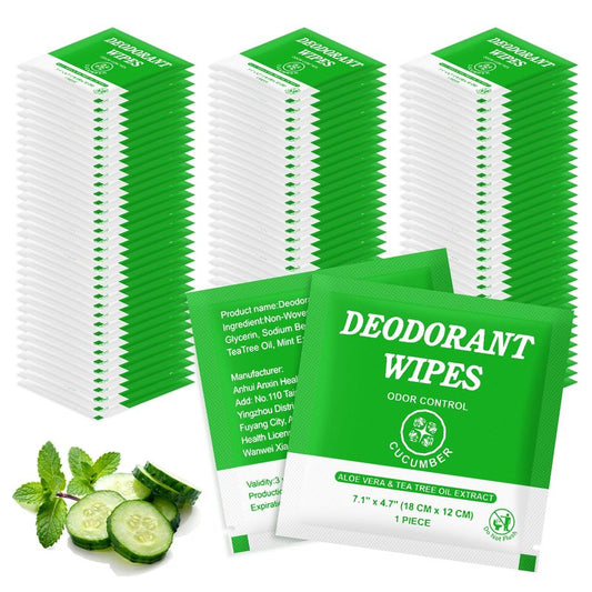 Travel Size Deodorant Body Wipes Bulk, Individually Wrapped Disposable No Rinse Shower Deodorizing Wipe, Women Men Adults Underarm Sweat Antiperspirant Bathing Wipes for Gym Homeless Green (200 Pcs)