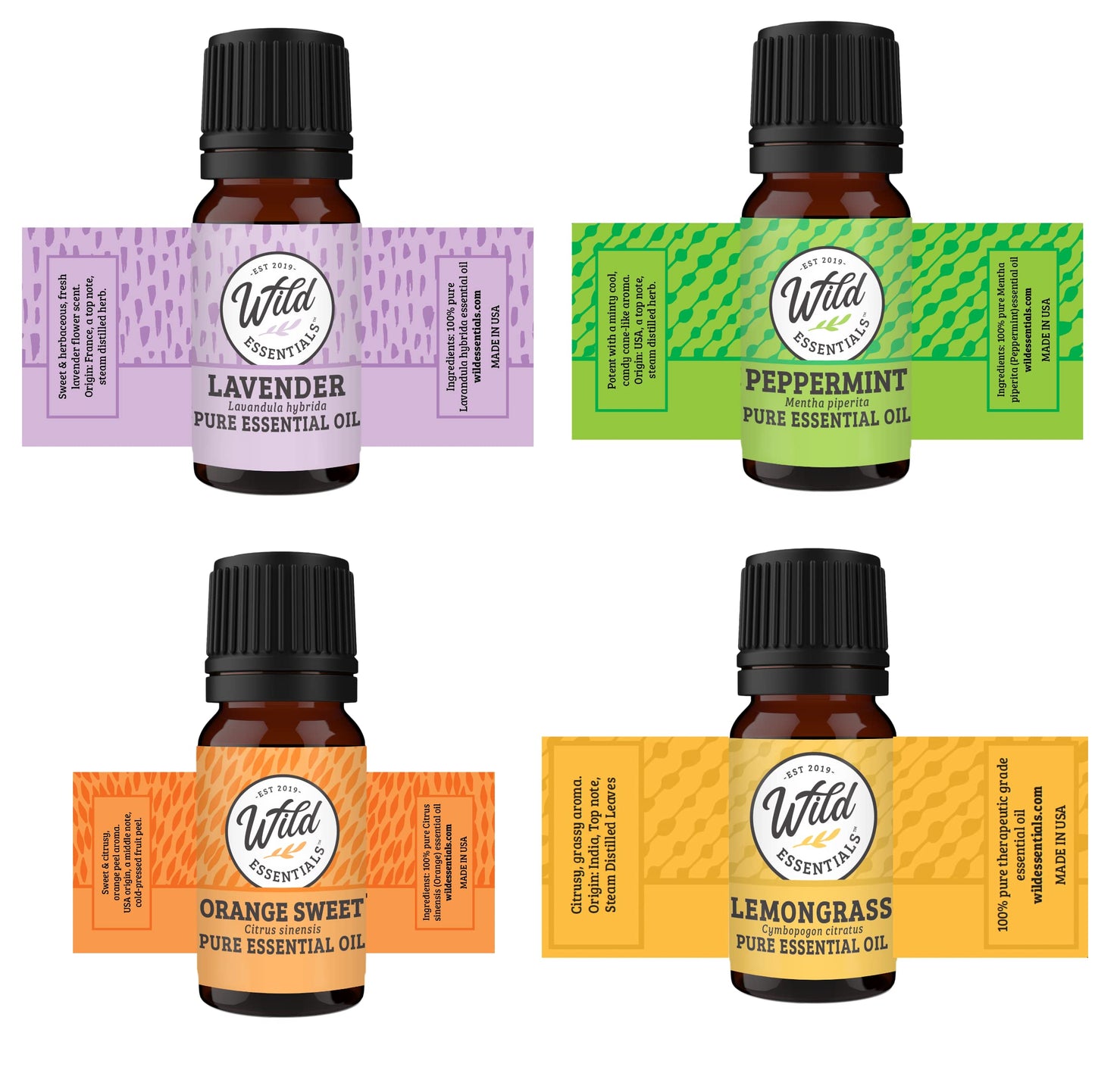 Wild Essentials Tree of Life Necklace Essential Oil Diffuser Kit With Lavender, Lemongrass, Peppermint, Orange Oils, 12 Refill Pads, Calming Aromatherapy Gift Set, Customizable Color Changing, Perfume