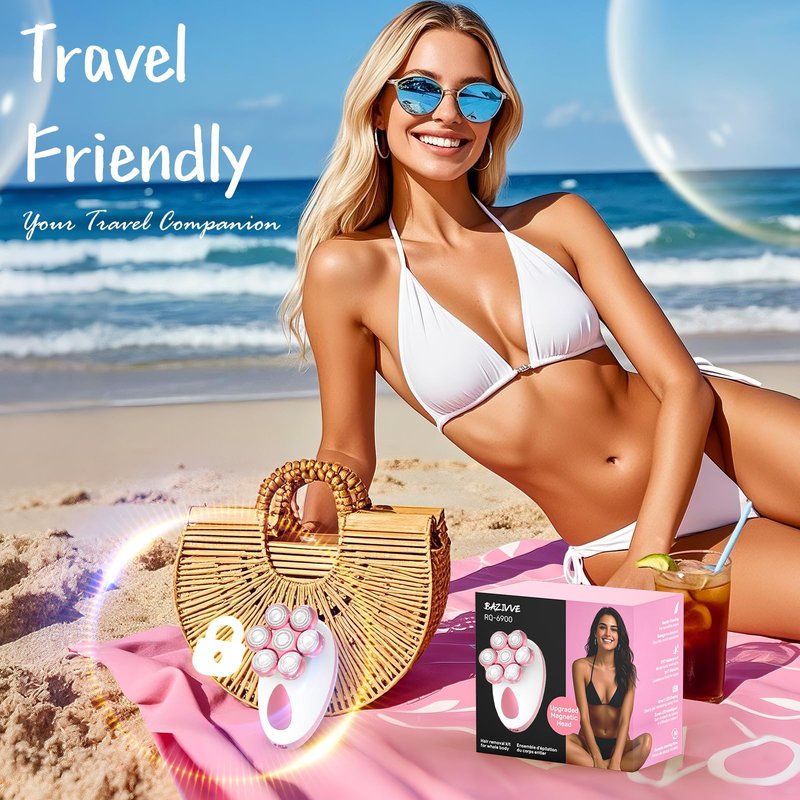 Electric Razors for Women, 7D Rotary Shaver for Legs Bikini Rechargeable, Wet/Dry Hair Removal Kit for Whole Body, Cordless Lady Trimmer Groomer, Wider Shaving Surface, Peach