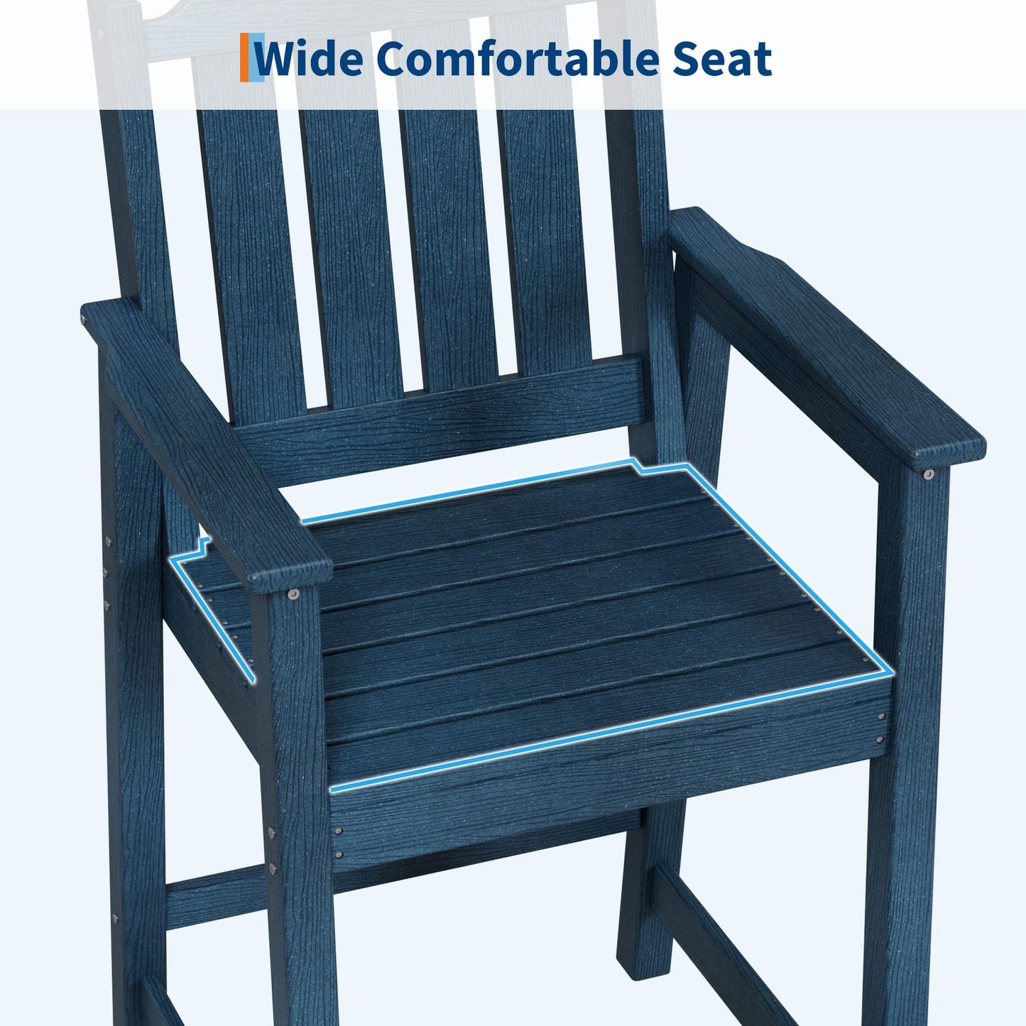 Garvee Outdoor Patio Bar Height Chair Set of 2, All-Weather HDPE Bar Height Barstools Widened Chair Set, Adirondack Chairs Set with Widened Armrests for Garden, Poolside, Bistro
