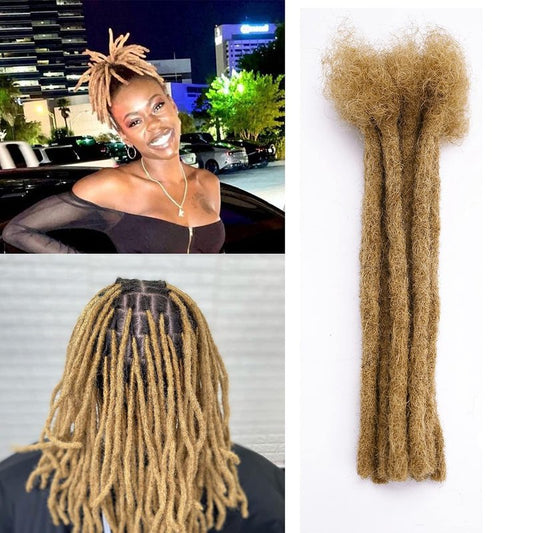Loc Extensions Human Hair 0.8 cm Dreadlock Extensions Human Hair Dread Extensions Dread Lock Hair Extensions For Men Women 8 Inch 30 Strands 100% Real Human Hair Locs Handmade Permanent Locs