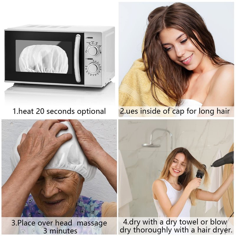Hicarer 15 Pcs Waterless Shampoo Caps for Elderly Women Bedridden Patients Rinse Free Dry Hair Washing Microwaveable Shower Disposable Dementia Product Essentials for Post Surgery and Hospital Stays