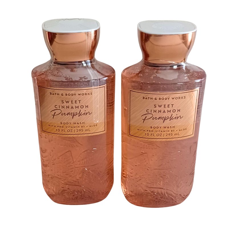 Bath & Body Works Shea + Vitamin E Shower Gel, Set of 2, 10oz Each (Sweet Cinnamon Pumpkin)