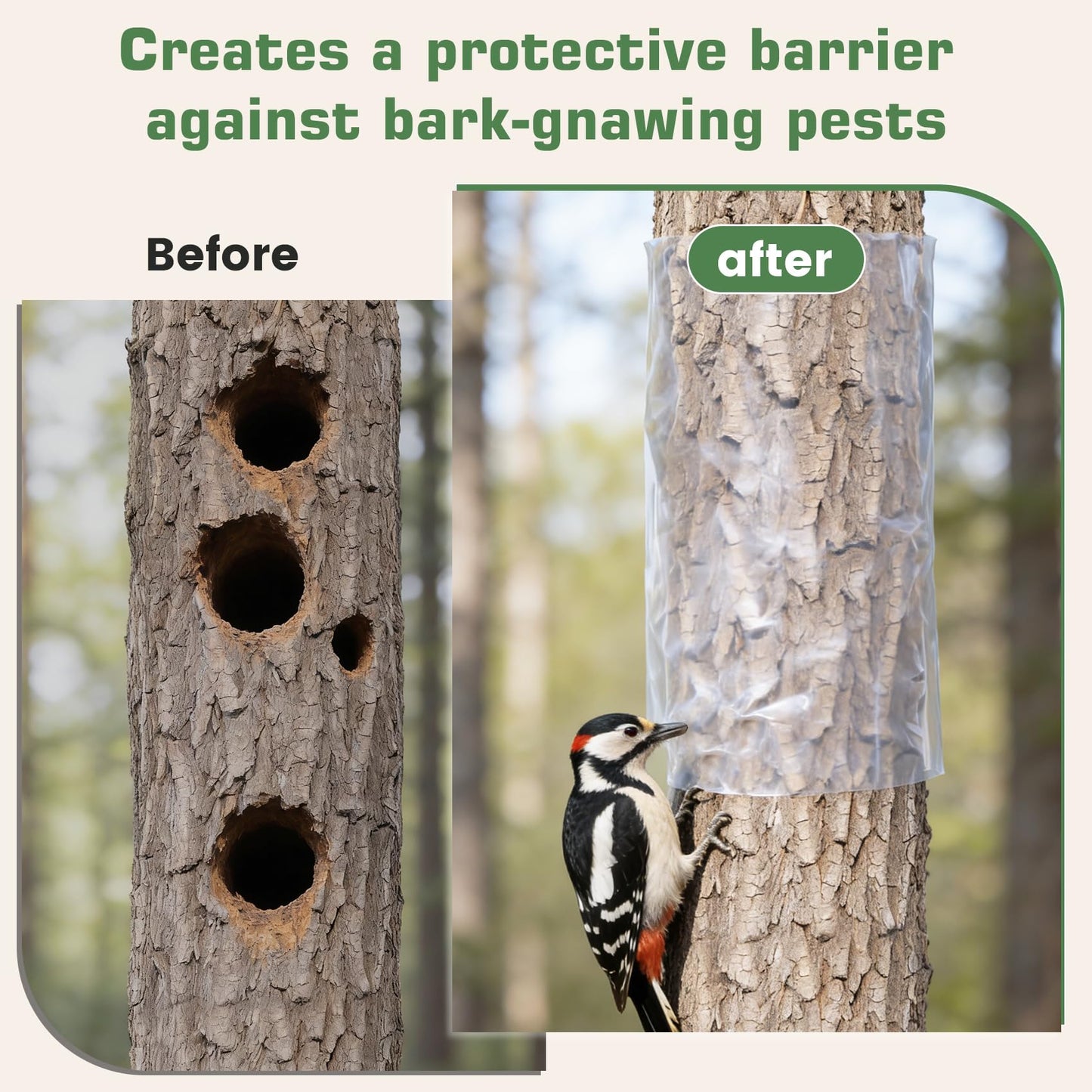 noblequest Iguana Tree Wrap for Damaged Bark, Tree Trunk Protector Guard, Anti-Reptiles Climbing Barrier for Trees with PET Tape, Reusable Tree-Safe Guard (60×15.75in)