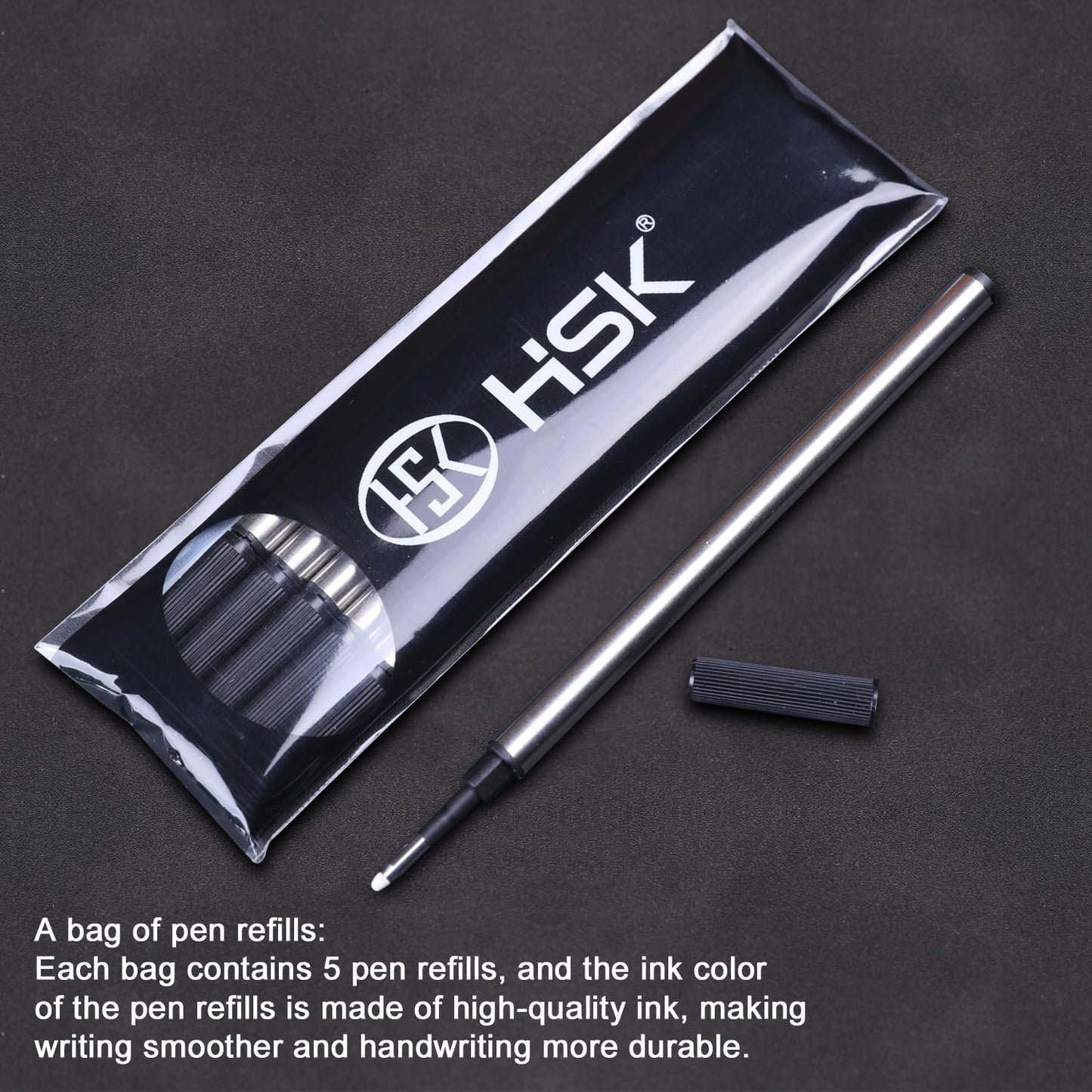 HSK Ballpoint Pens Executive Fountain Pen with Gold Trim, Gift Box Set, Available in Black, Red, Navy Blue,Black Refill Line width 0.5mm (Red)
