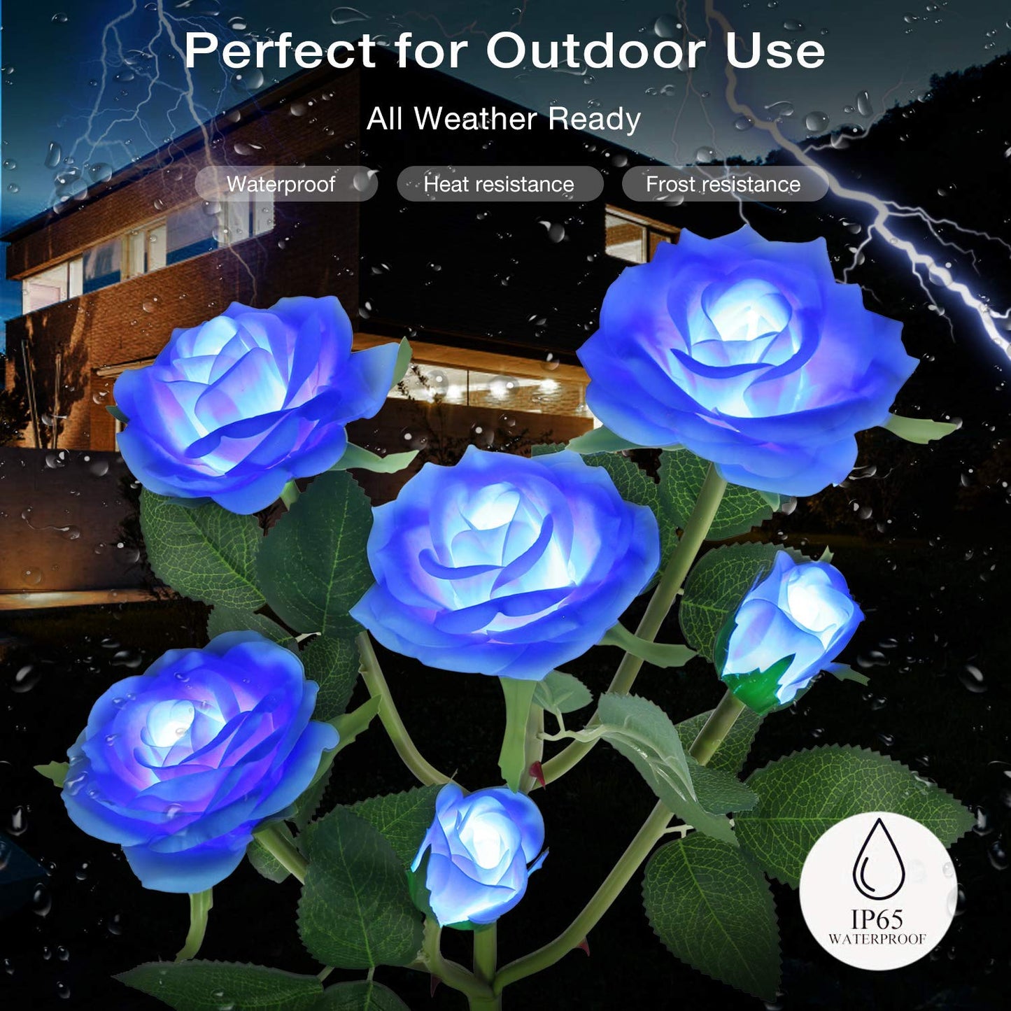 Outdoor Solar Garden Stake Lights,Upgraded LED Solar Powered Light with 6 Rose Flowers, Waterproof Solar Decorative Lights for Patio Pathway Courtyard Garden Lawn