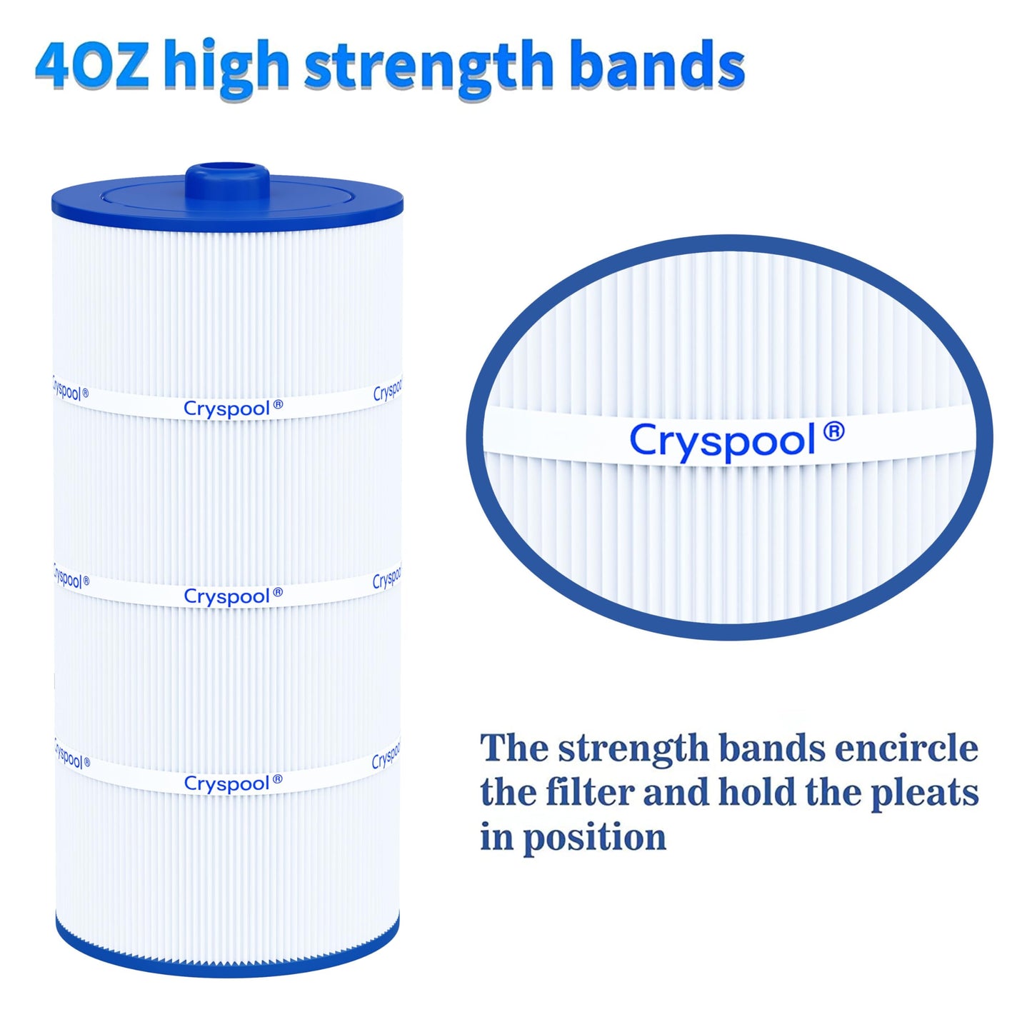 Cryspool® 08017 Filter Compatible with 6540-488, Sundance Double End 120, PSD125-2000, C-8326, FC-2780, Magnum SU125, 125 Sq. Ft Spa Filter Cartridge, 1 Pack
