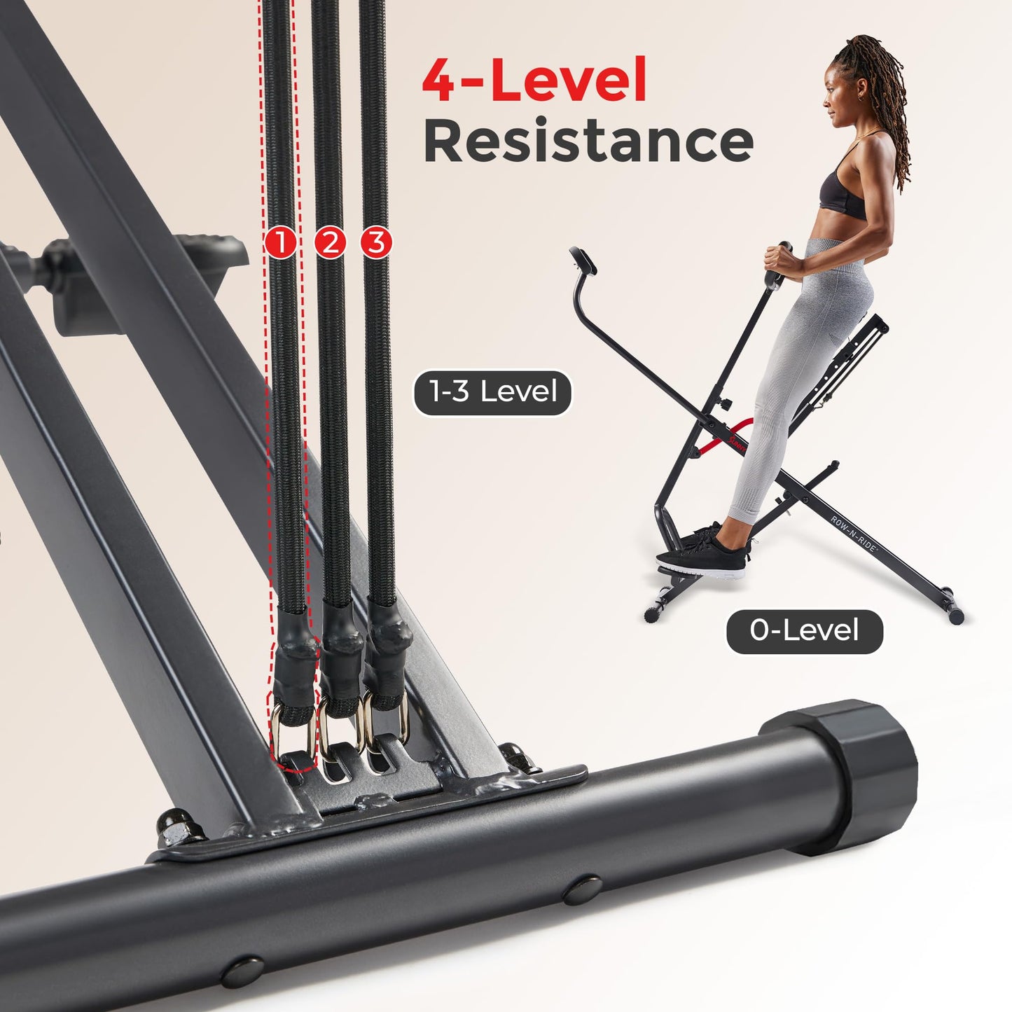 Sunny Health & Fitness Smart Upright Row-N-Ride Exerciser, Squat Assist Trainer for Glutes Workout with Adjustable Resistance, Easy Setup & Foldable, Glute & Leg Exercise Machine- NO. 077SMART
