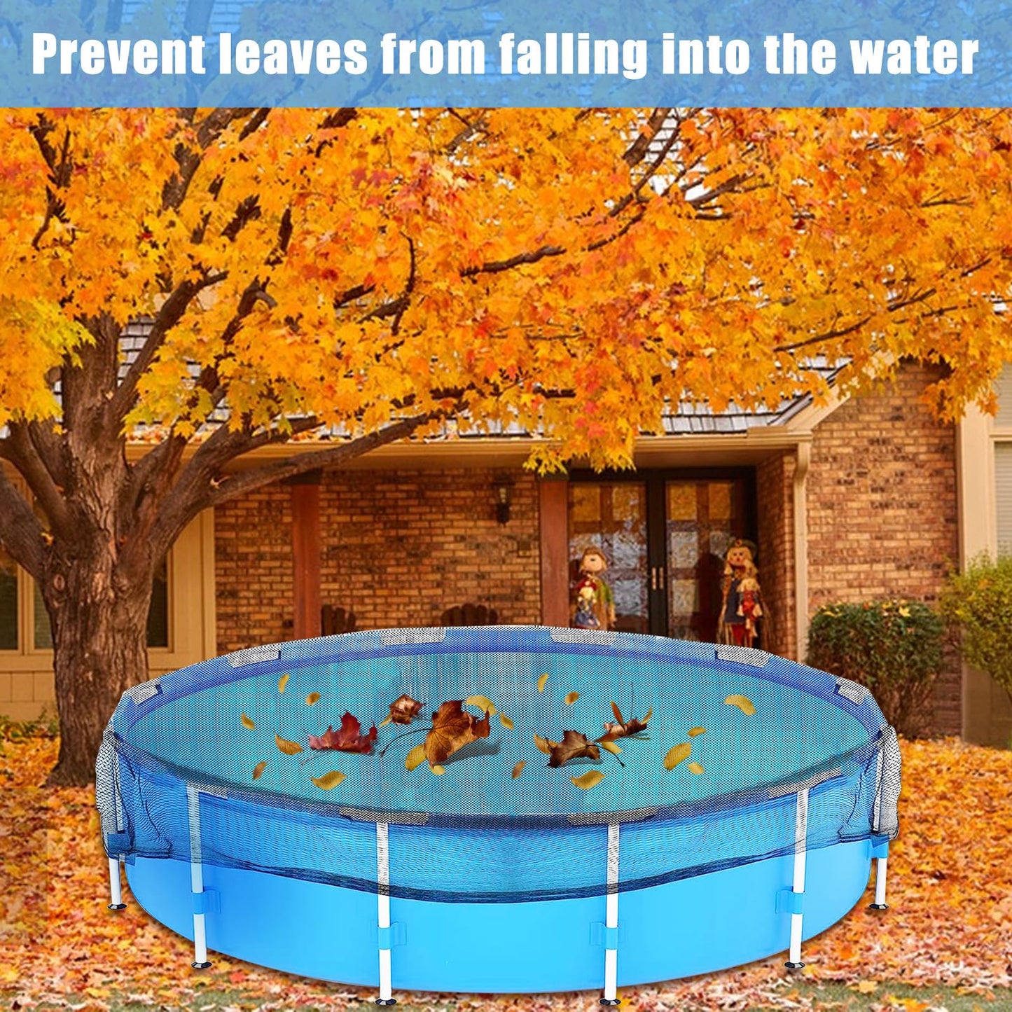 18 Feet Round Leaf Net Cover for Above Ground Pool, Winter Cover Mesh Cover with 12 Pcs Large Metal Clips，Pool Safety Net Fits 18FT Above Ground Pools, Keeps Leaves Out of Your Pool （Black）