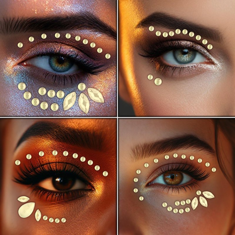 3 PCS Face Gems – Face Jewels - Self-Adhesive Rhinestone Face Jewels for Makeup, Party & Rave Looks - Eye Gems, Face Glitter, Self- Adhesive Festival Gems Festival, Glitter Tattoo, Face Gems