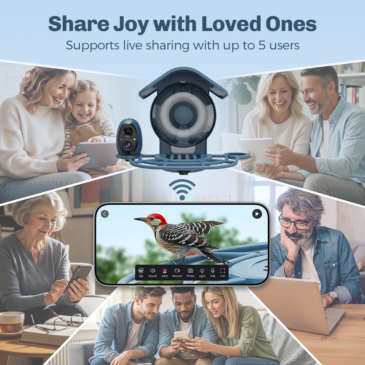 HIXX Smart Bird Feeder with Camera Solar Powered, 2.5K HD Vertical/Horizontal View, Lifetime Free AI Bird Identify, Detachable 1.8L Seed Bin for Easy Cleaning, Wireless Outdoor, Gift for Birding Lover