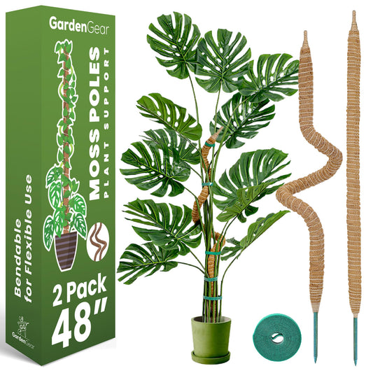 2 Pack 48'' Bendable Moss Pole Monstera Plant Support for Climbing Indoor Plants - Stakes for Potted Climbers - Tall Sticks Indoor Trellis for Houseplants - Accessories for Monstera Pot