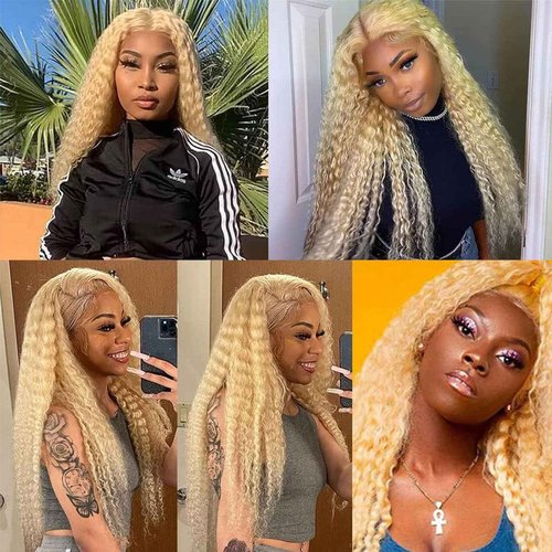Fabimiya 22 24 26 Inch Bundles Human Hair Blonde 613# Jerry Curly Human Hair Bundles Unprocessed Soft Sewn In Hair with Double Weft for Black Women