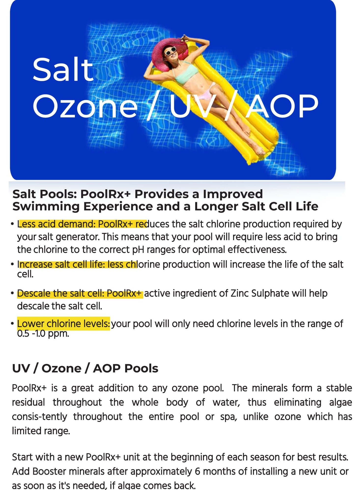 PoolRx+ Mineral Algaecide Unit, up to 6-Month Algae Control, for 2.5K-5K gallons, Red & White, New Formula with Silver.