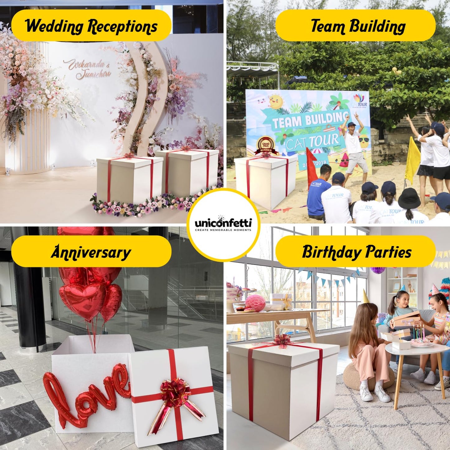 Extra Large Gift Box 28x28x28"—Giant, Jumbo, White Gift Boxes with Lid for Large Gifts, Big Presents for Birthday Surprise, Gender Reveal, Valentine's Day, Chinese New Year and Other Celebrations, Not for Heavy-Duty Storage Use