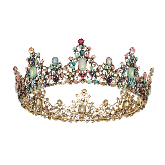 SWEETV Jeweled Baroque Queen Crown - Rhinestone Wedding Crowns and Tiaras for Women, Costume Party Hair Accessories with Gemstones,Victoria