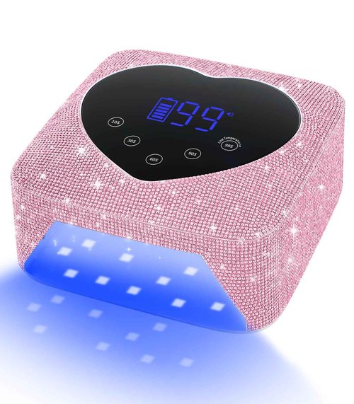 HUGMAPLE UV Light for Nails, 74W Cordless Rechargeable UV Nail Lamp, Fast Nails Dryer Curing Lamp for Salon & Home, Gel Nail Polish UV Light with 5 Timer Setting, Touch Control & Auto Sensor